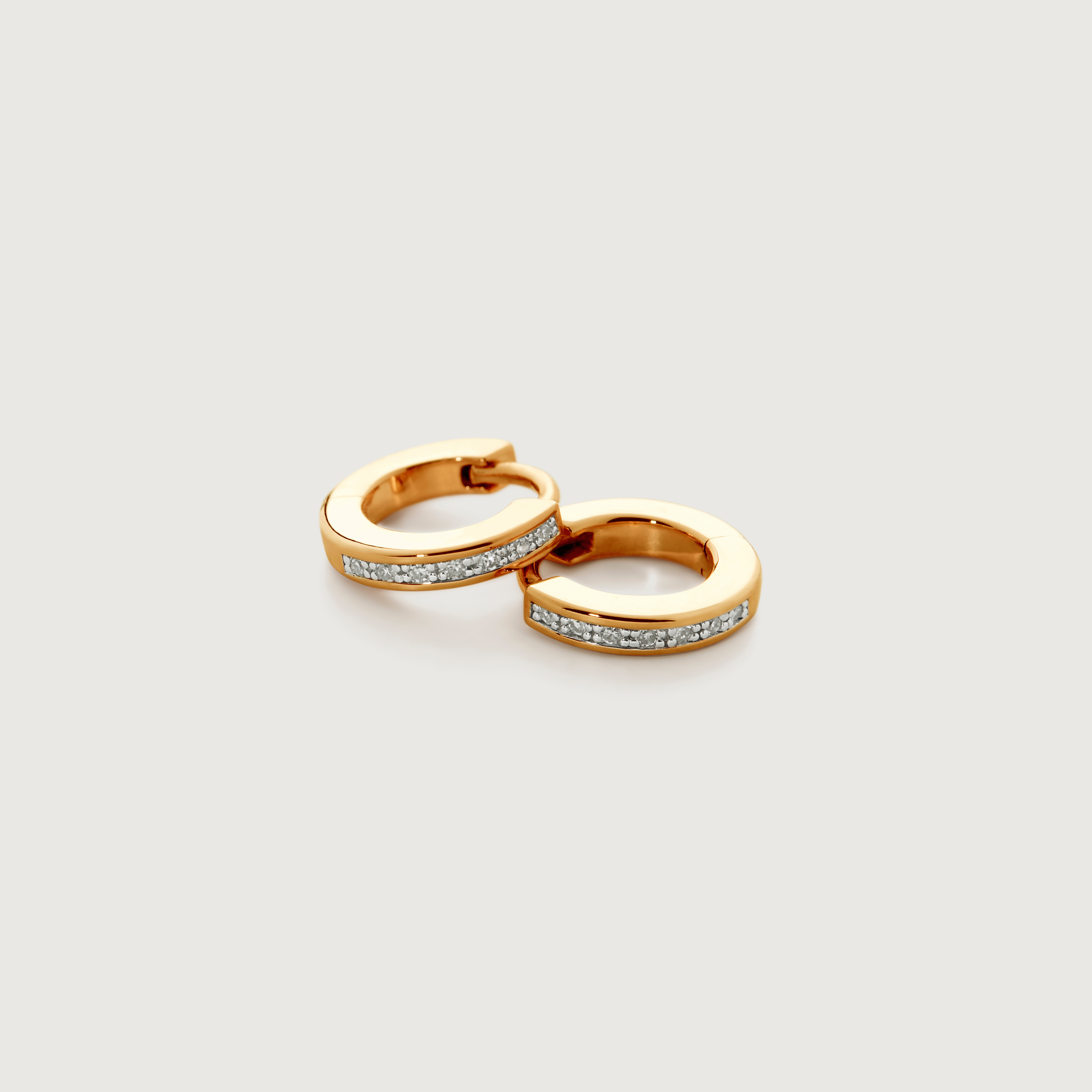 Gold Vermeil Diamond Mini Huggie Earrings - Diamond