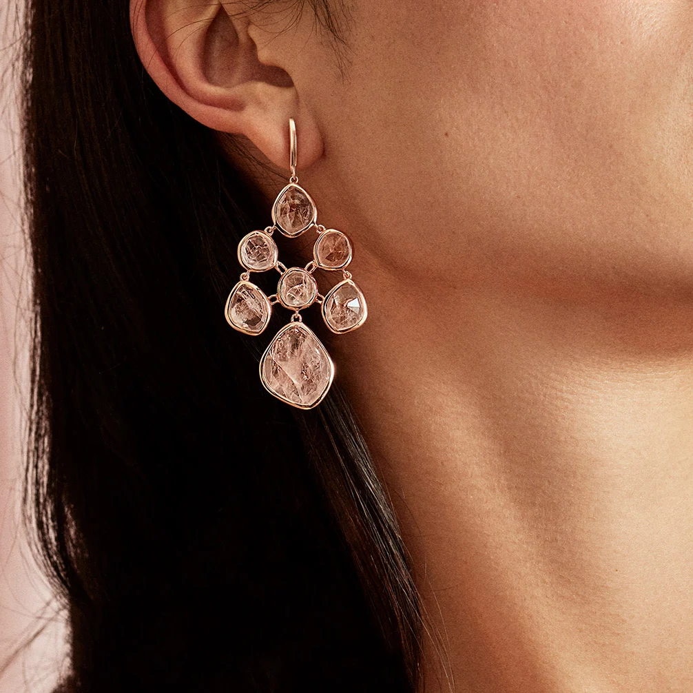 Gold Vermeil Siren Chandelier Earrings - Moonstone
