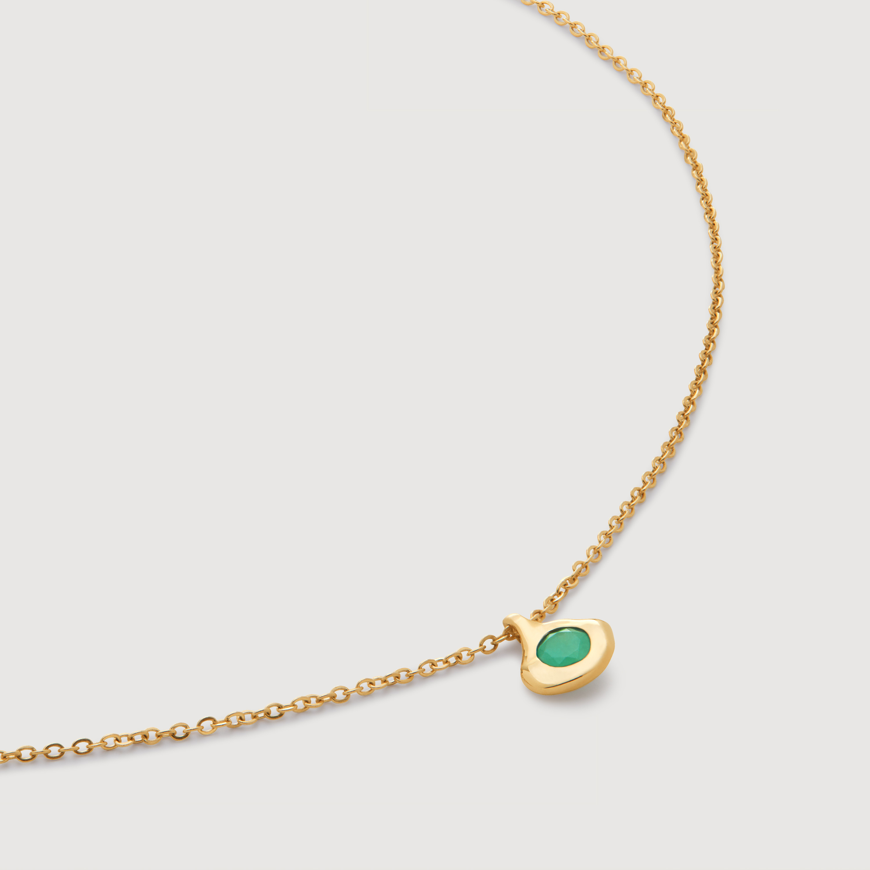 Gold Siren Mini Gemstone Chain Necklace - Emerald