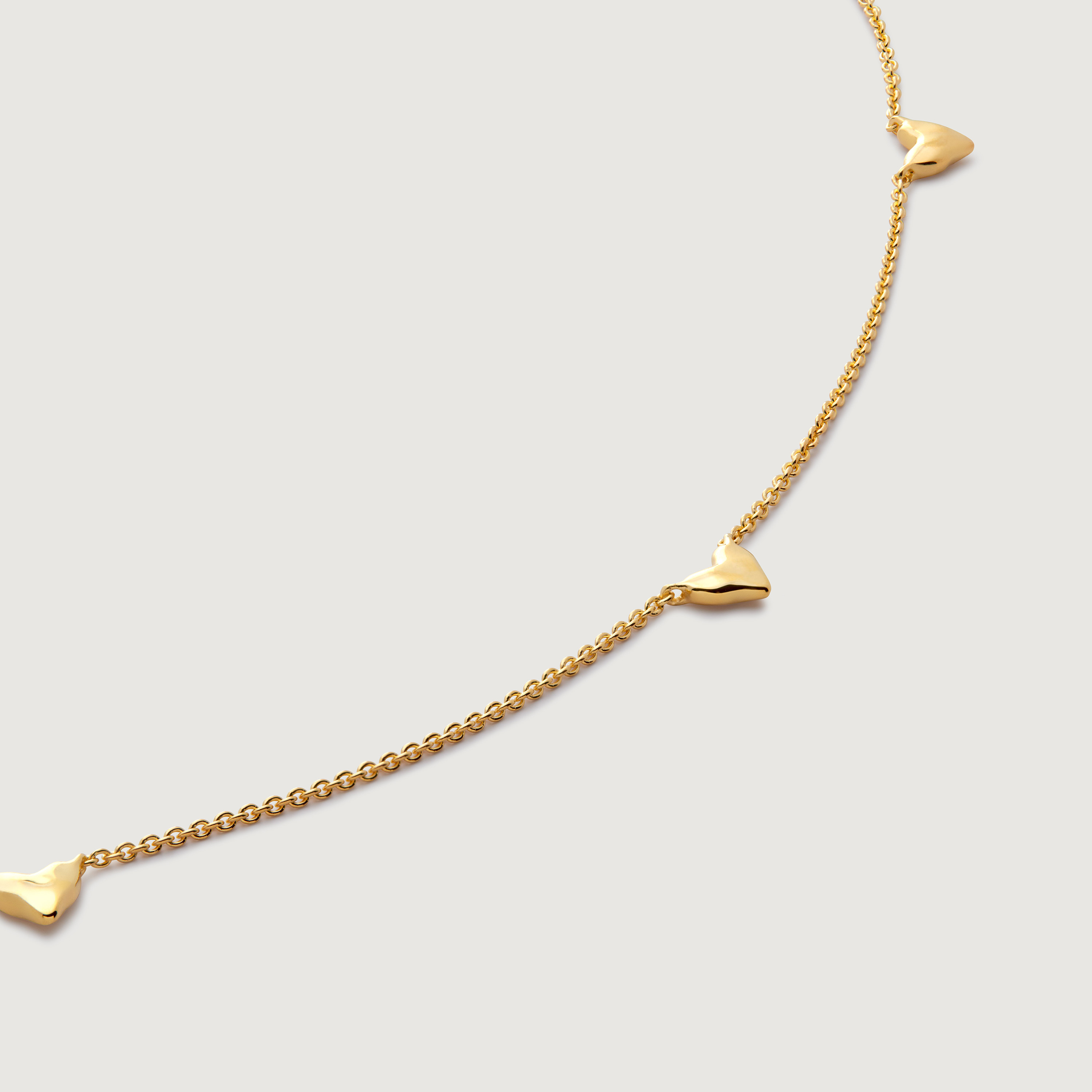 Gold Vermeil Heart Station Chain Necklace