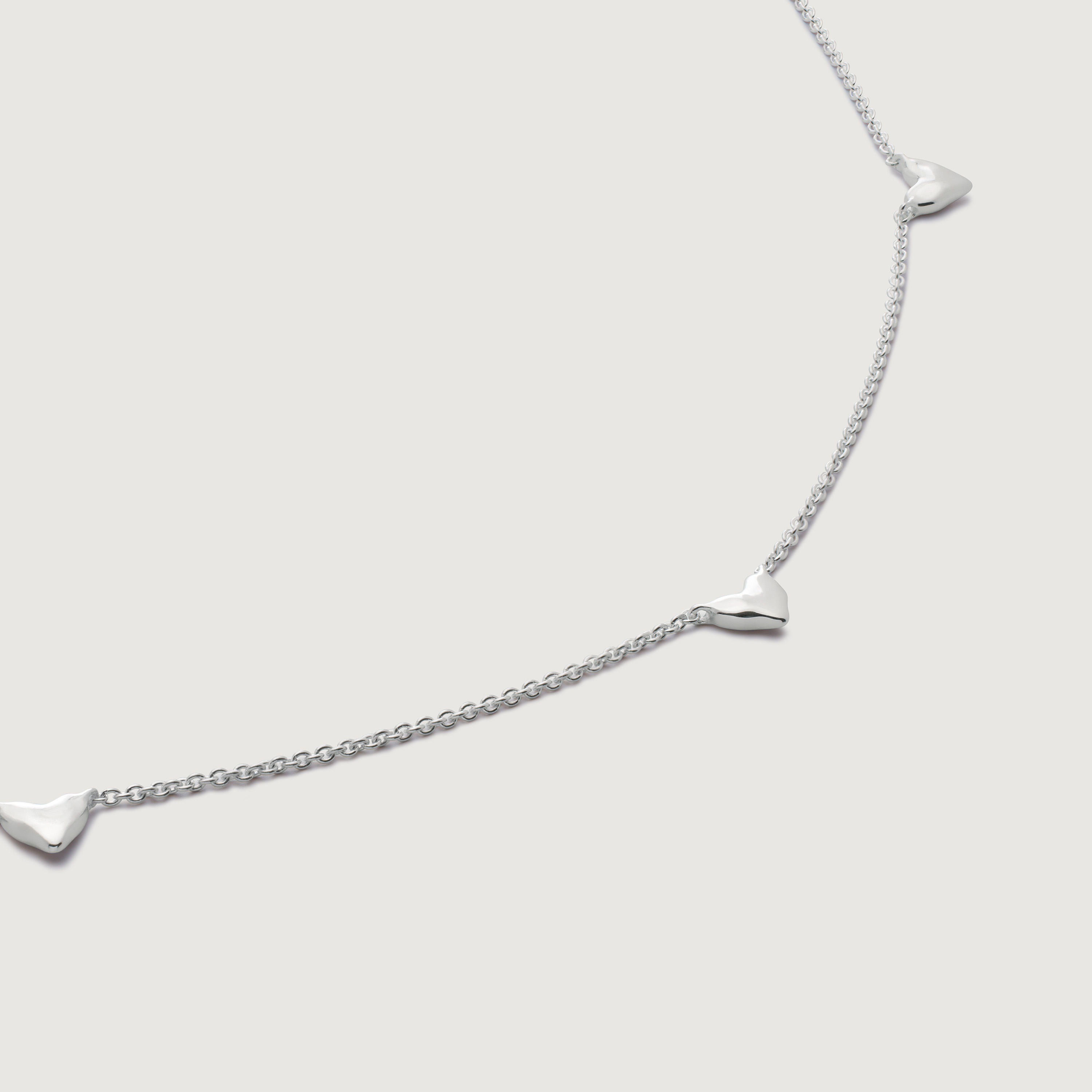 Sterling Silver Heart Station Chain Necklace