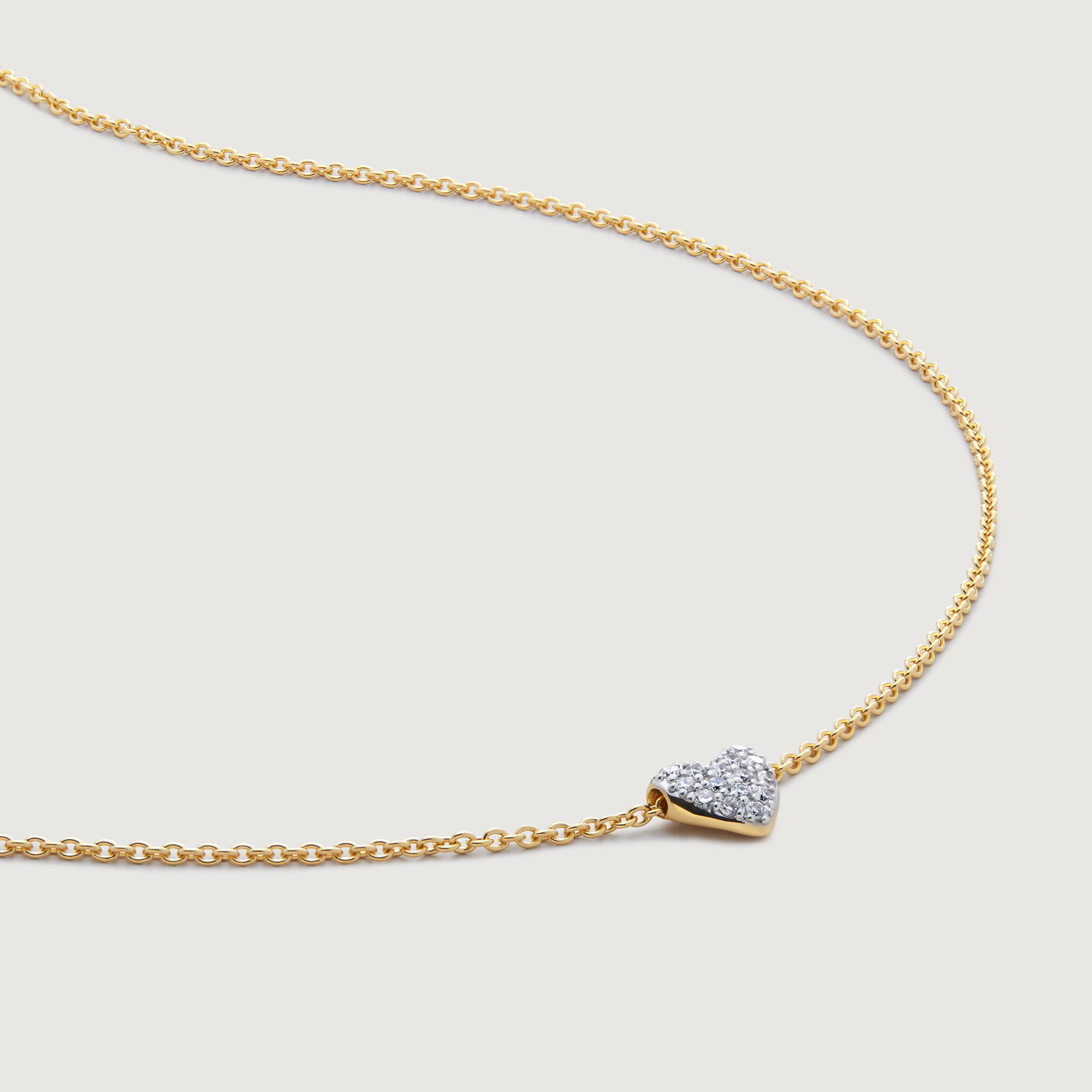 Gold Vermeil Heart Diamond Chain Necklace - Lab Grown Diamond