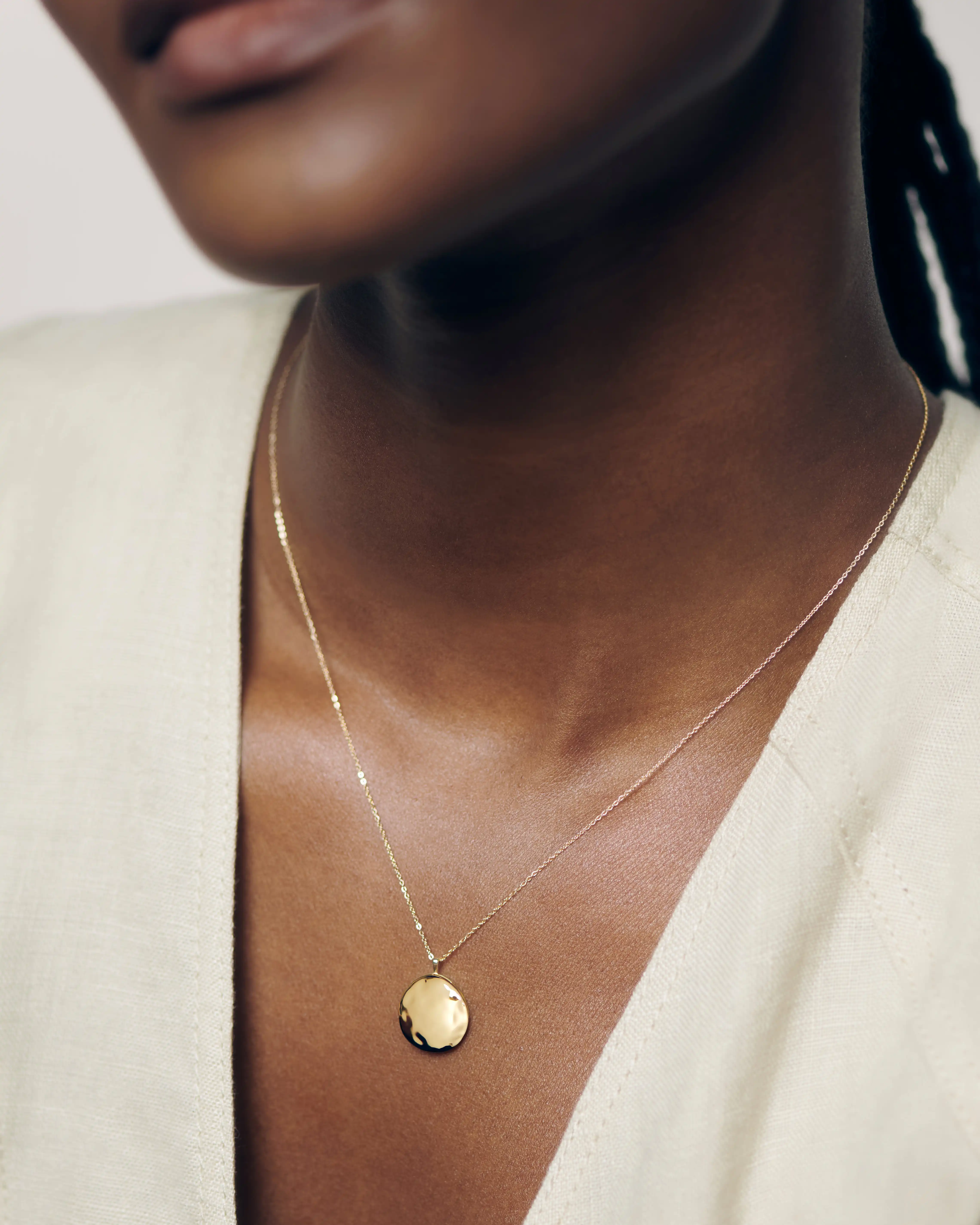 Gold Siren Round Locket Necklace