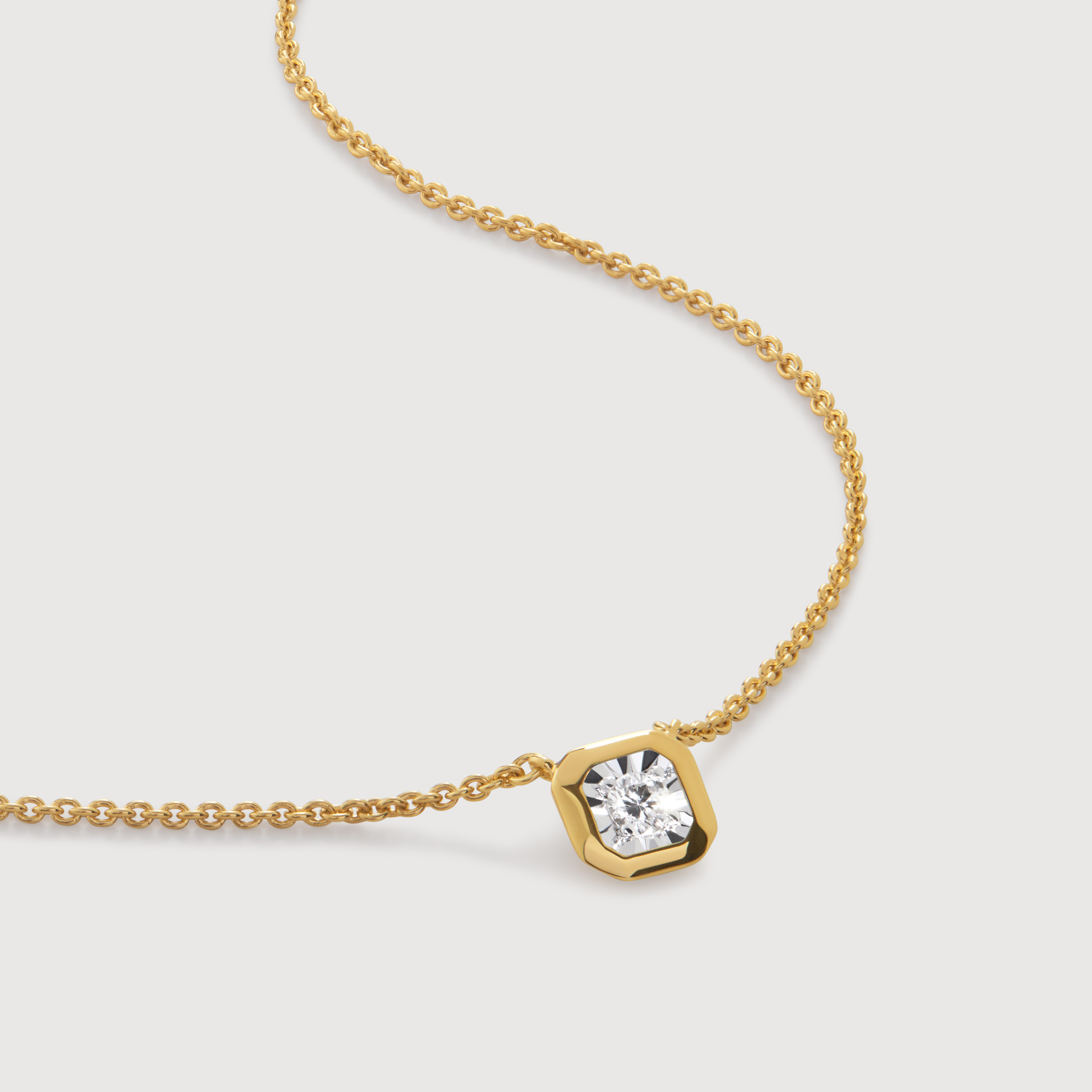 Gold Vermeil Asscher Diamond Chain Necklace - Lab Grown Diamond