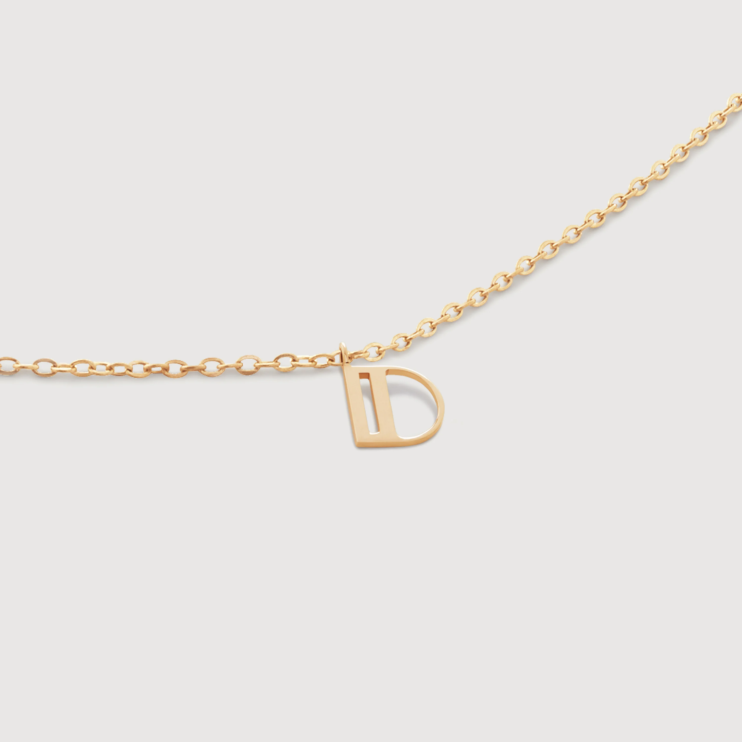 Gold Mini Initial D Chain Necklace