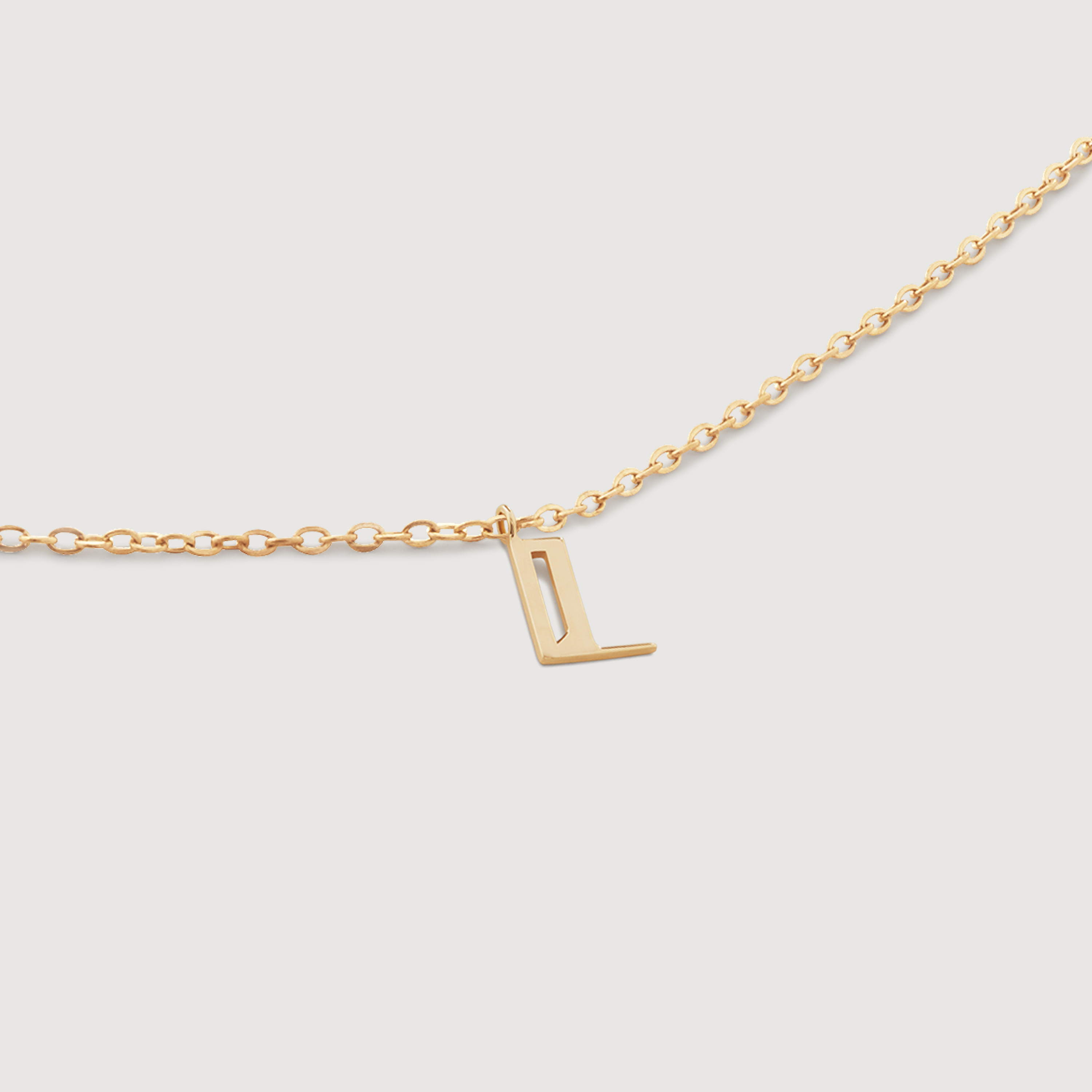Gold Mini Initial L Chain Necklace