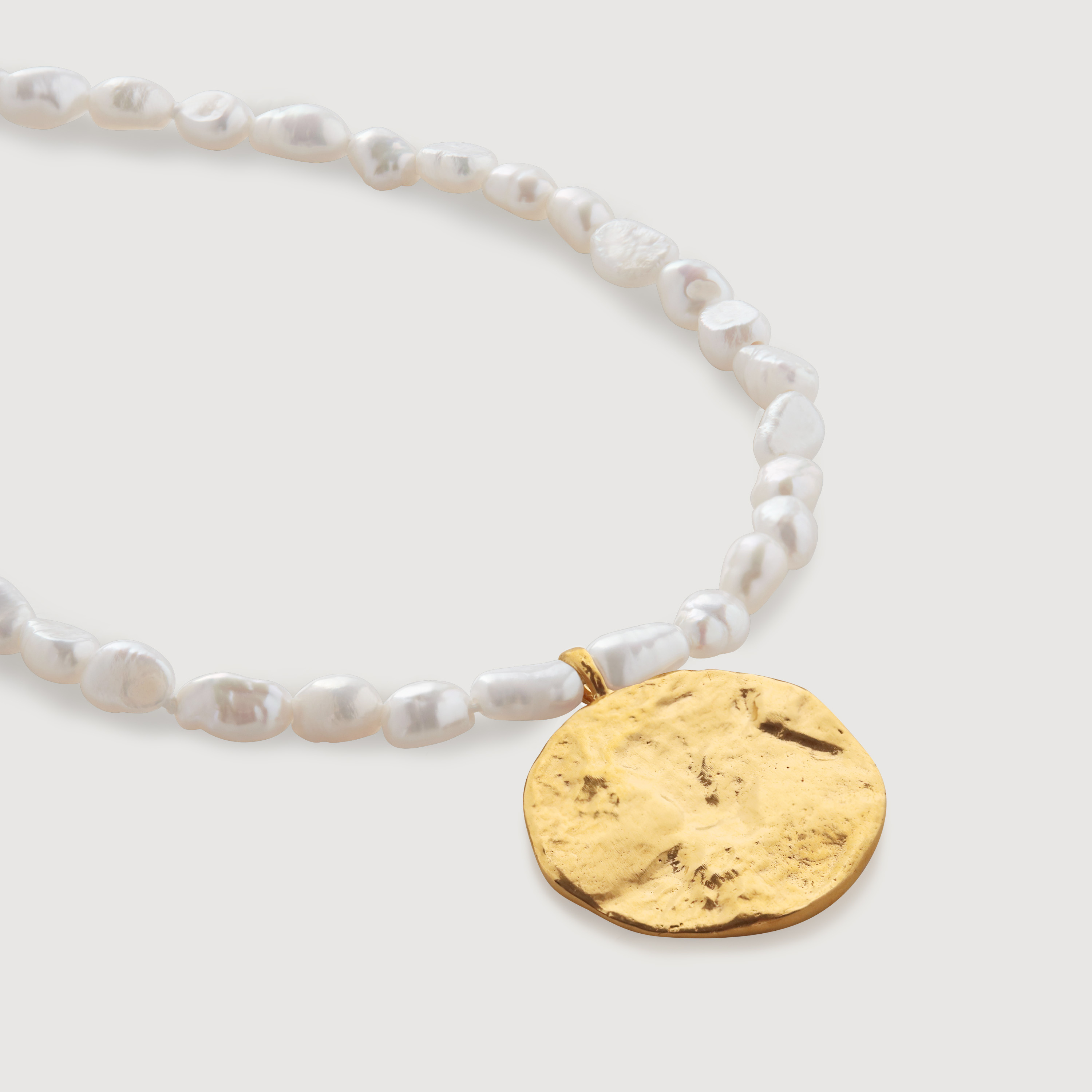 Gold Vermeil Capri Keshi Pearl Disc Necklace - Pearl