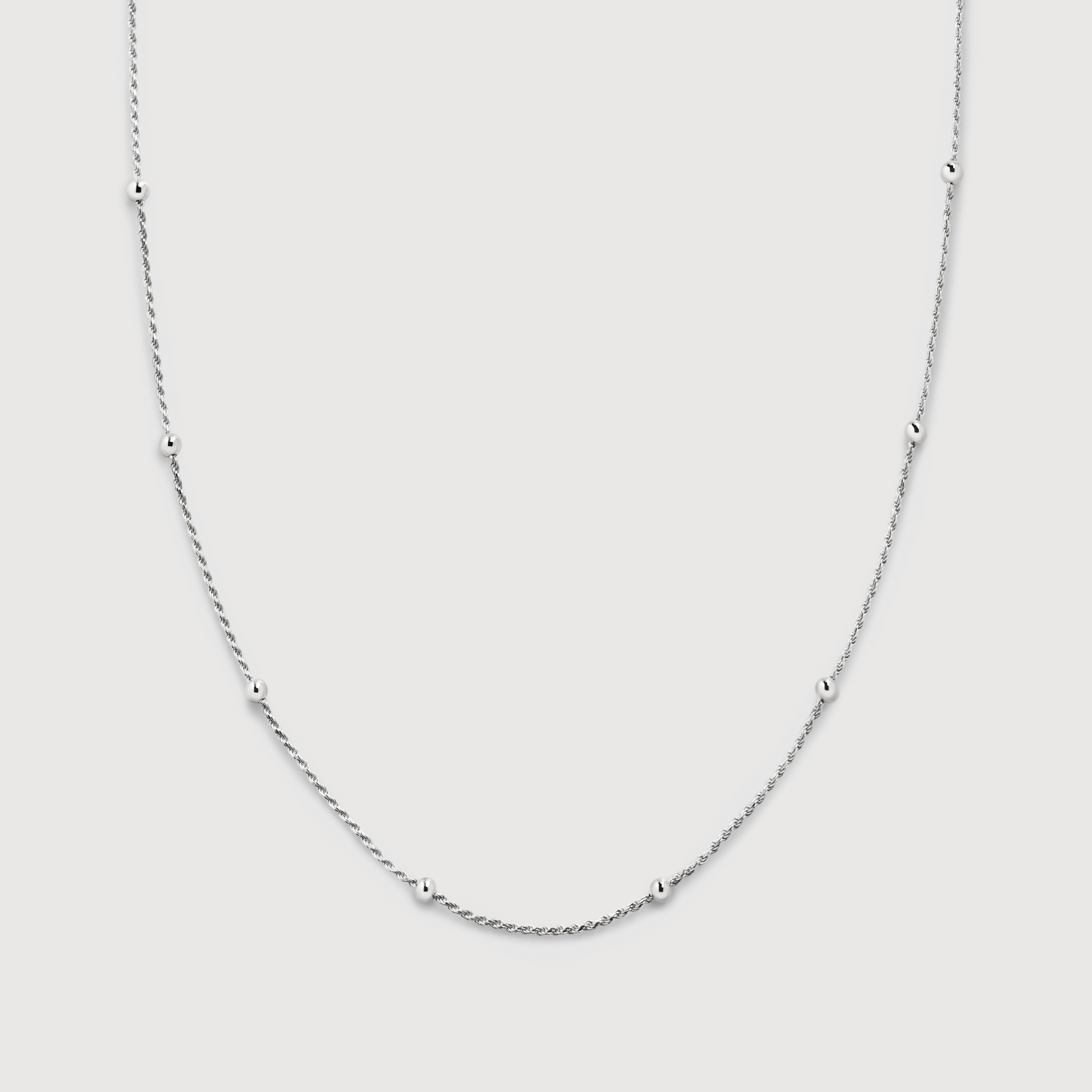 Sterling Silver Beaded Rope Chain Necklace