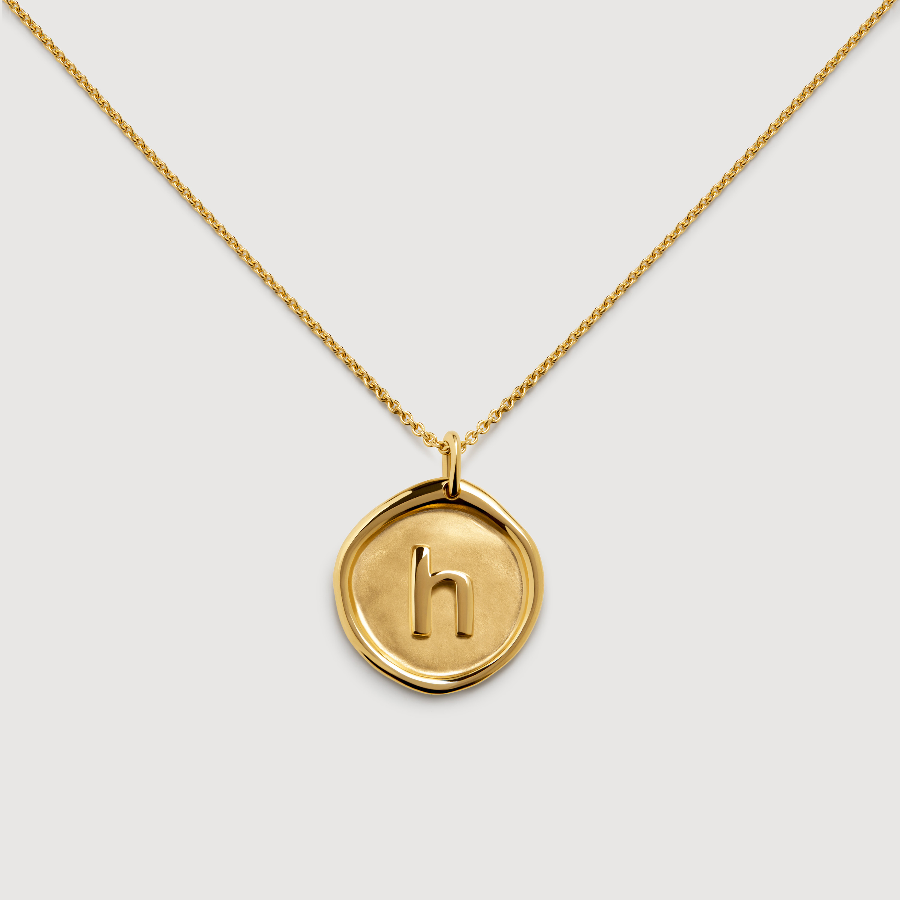 Gold Vermeil Initial H Stamp Chain Necklace - Gold