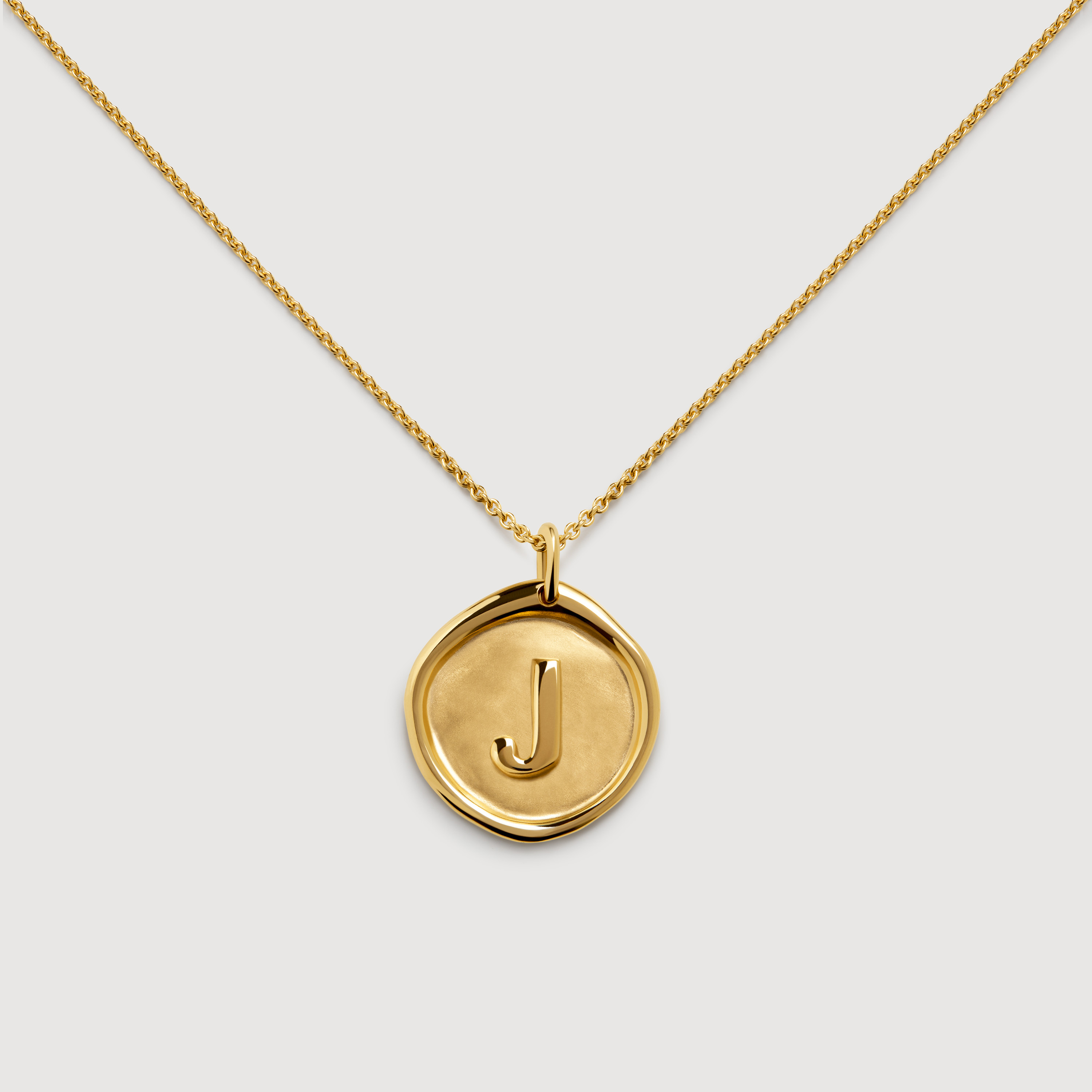 Gold Vermeil Initial J Stamp Chain Necklace - Gold