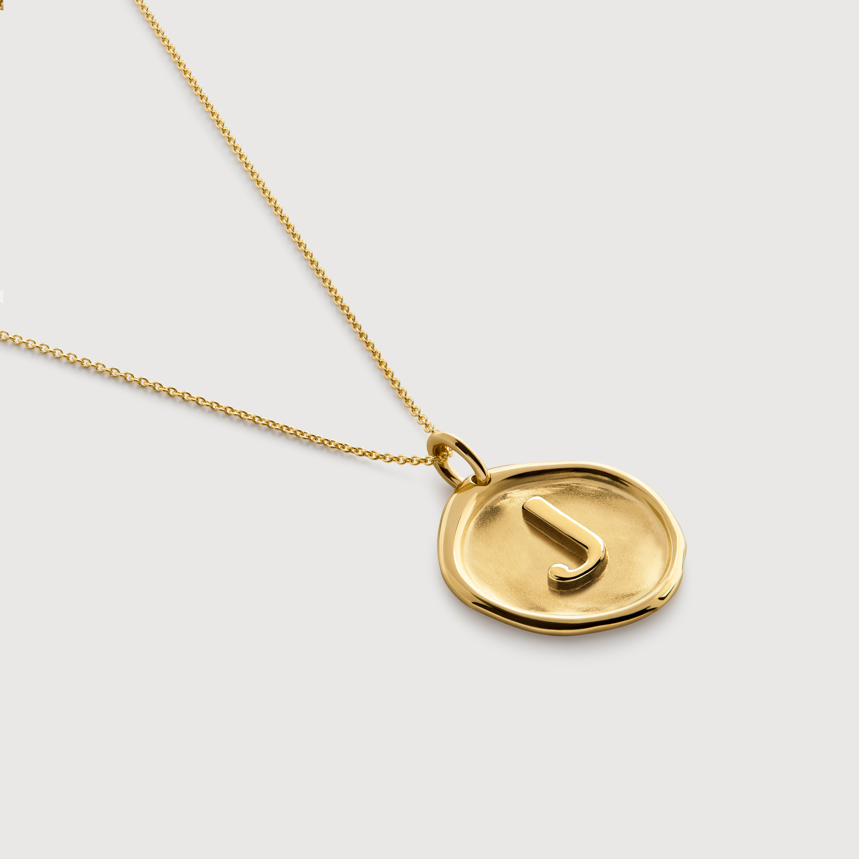 Gold Vermeil Initial J Stamp Chain Necklace - Gold 6 Gold Vermeil Initial J Stamp Chain Necklace - Gold