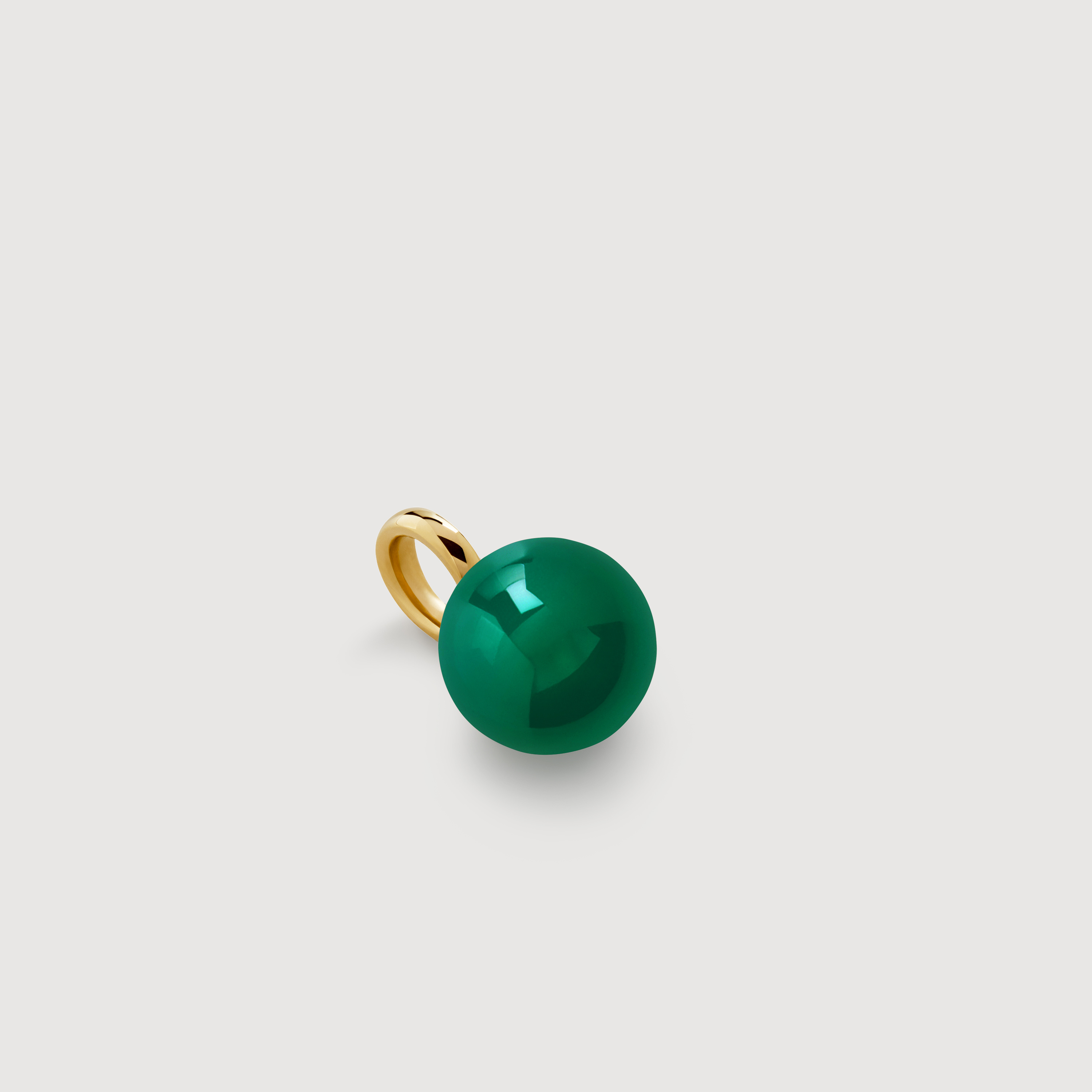 Gold Vermeil Round Gemstone Pendant Charm - Green Onyx
