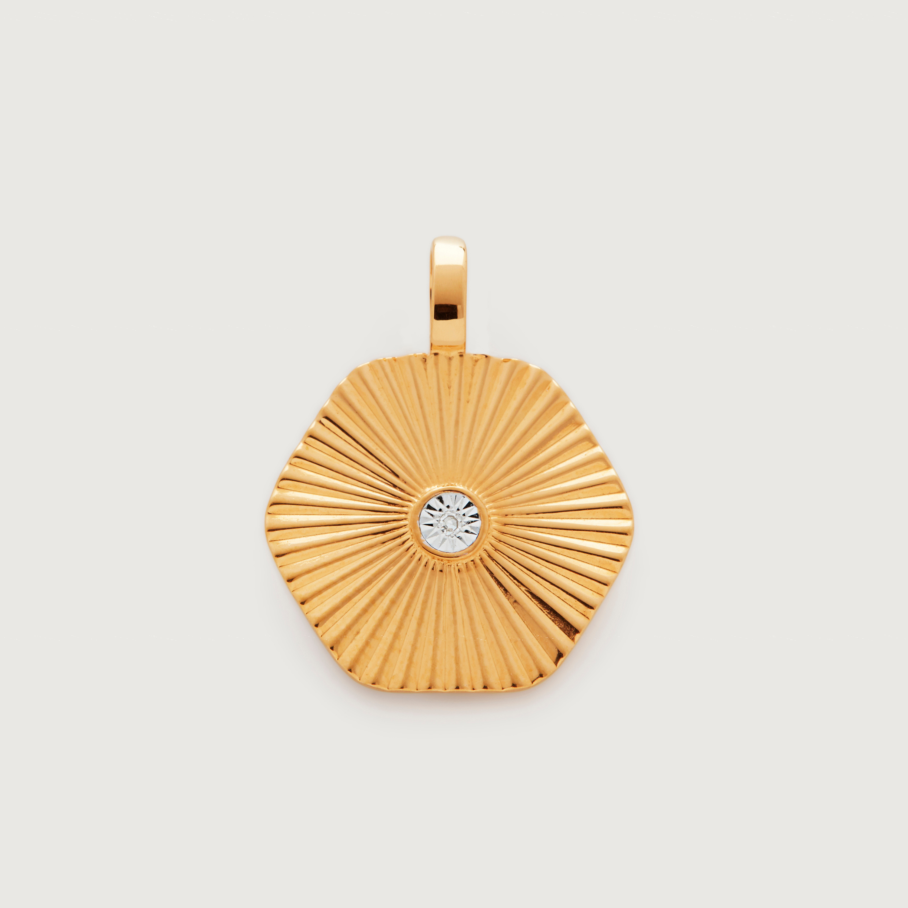 Gold Vermeil Disco Diamond Pendant - Diamond