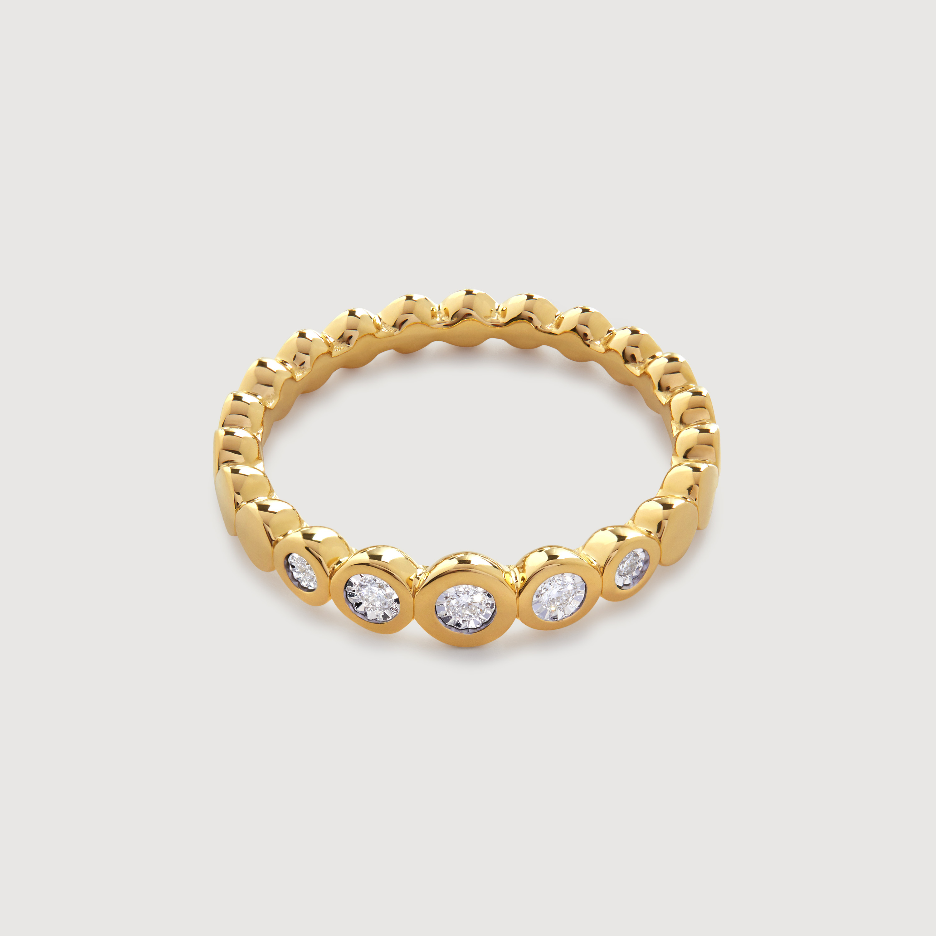 Gold Vermeil Graduated Diamond Half Eternity Ring - Lab Grown Diamond