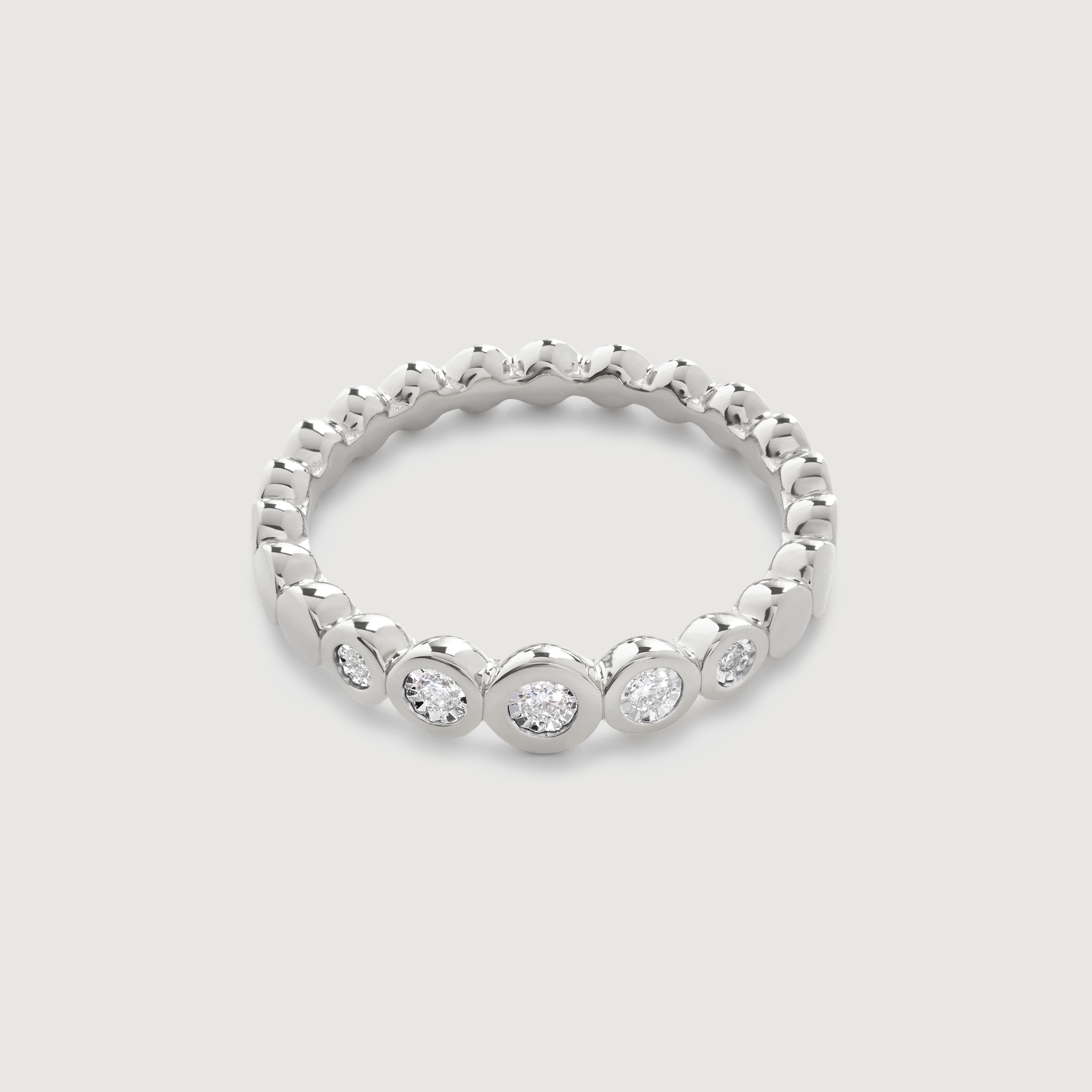 Sterling Silver Graduated Diamond Half Eternity Ring - Lab Grown Diamond