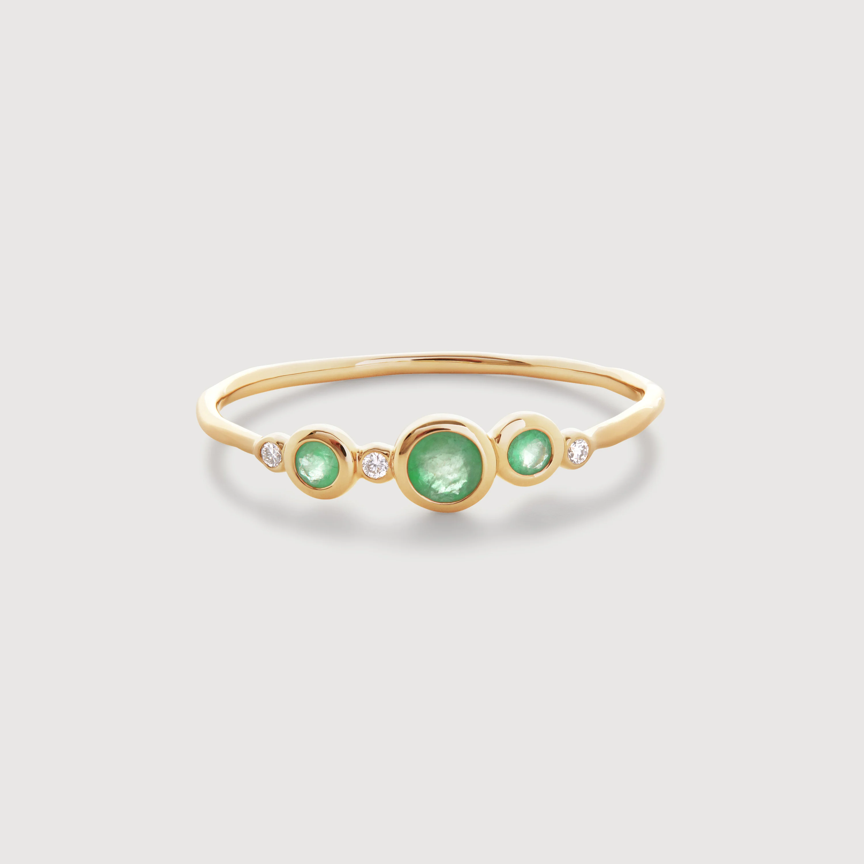 Gold Siren Diamond & Emerald Bezel Ring - Emerald