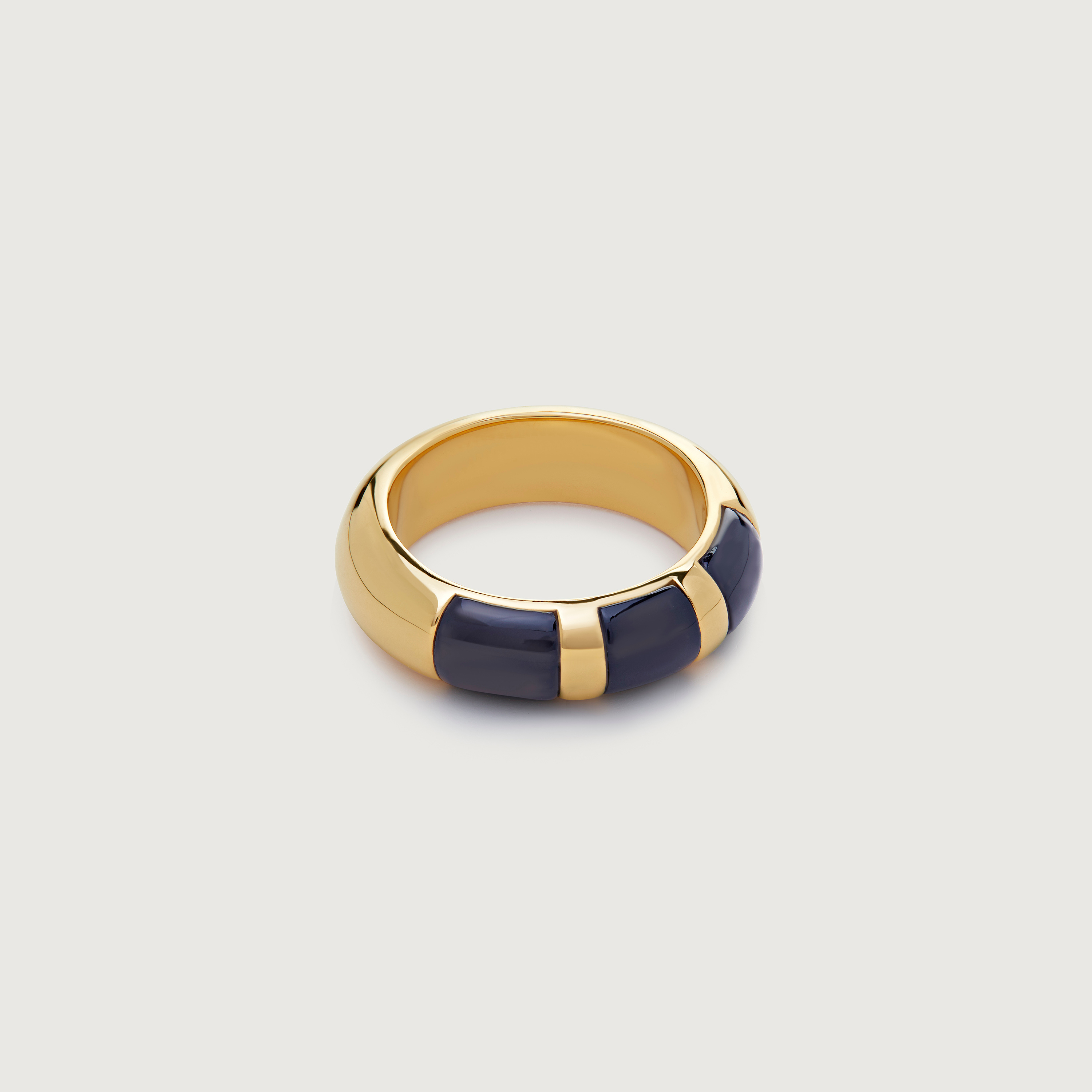 Gold Vermeil Kate Young Striped Gemstone Stacking Ring - Black Onyx