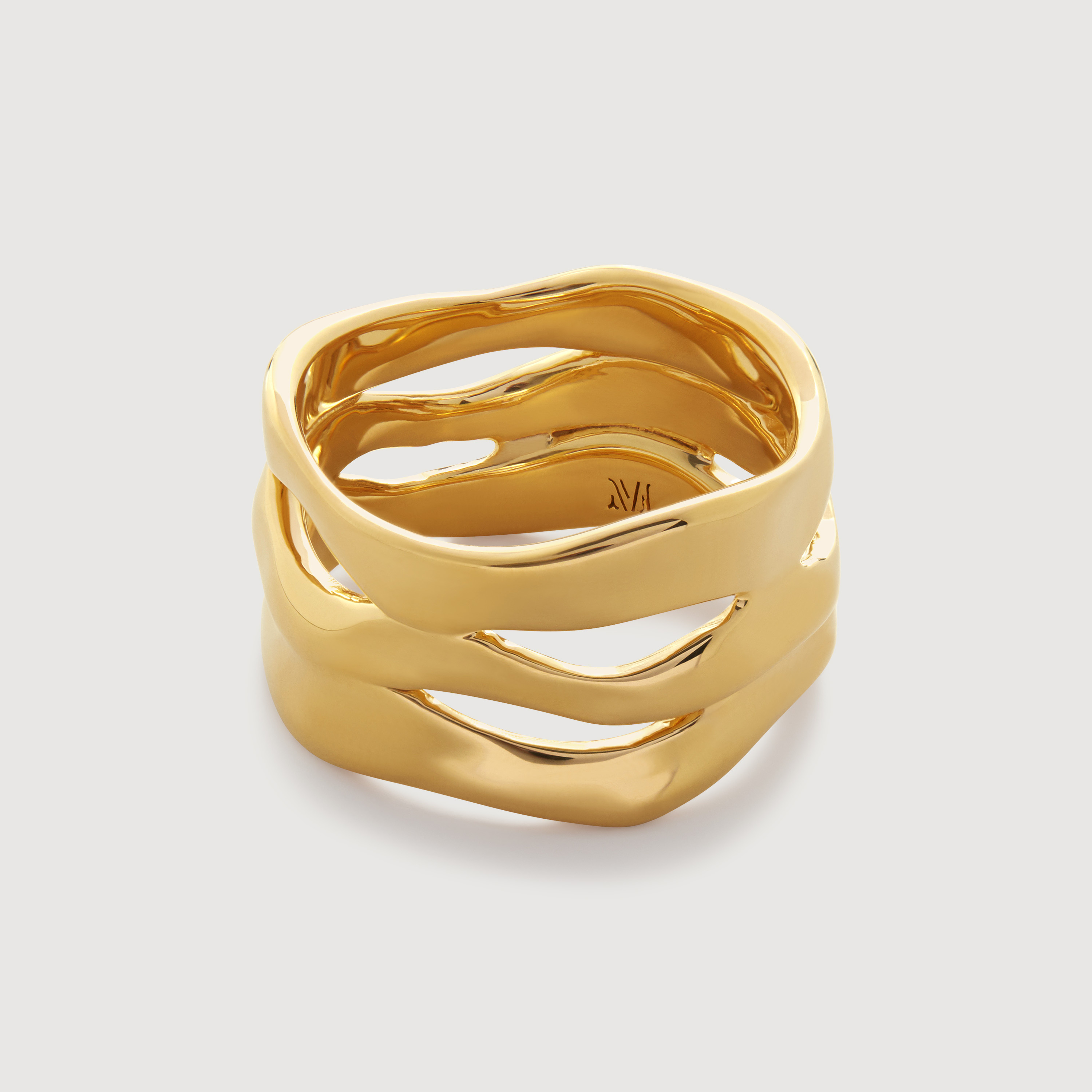 Gold Vermeil Wave Triple Ring