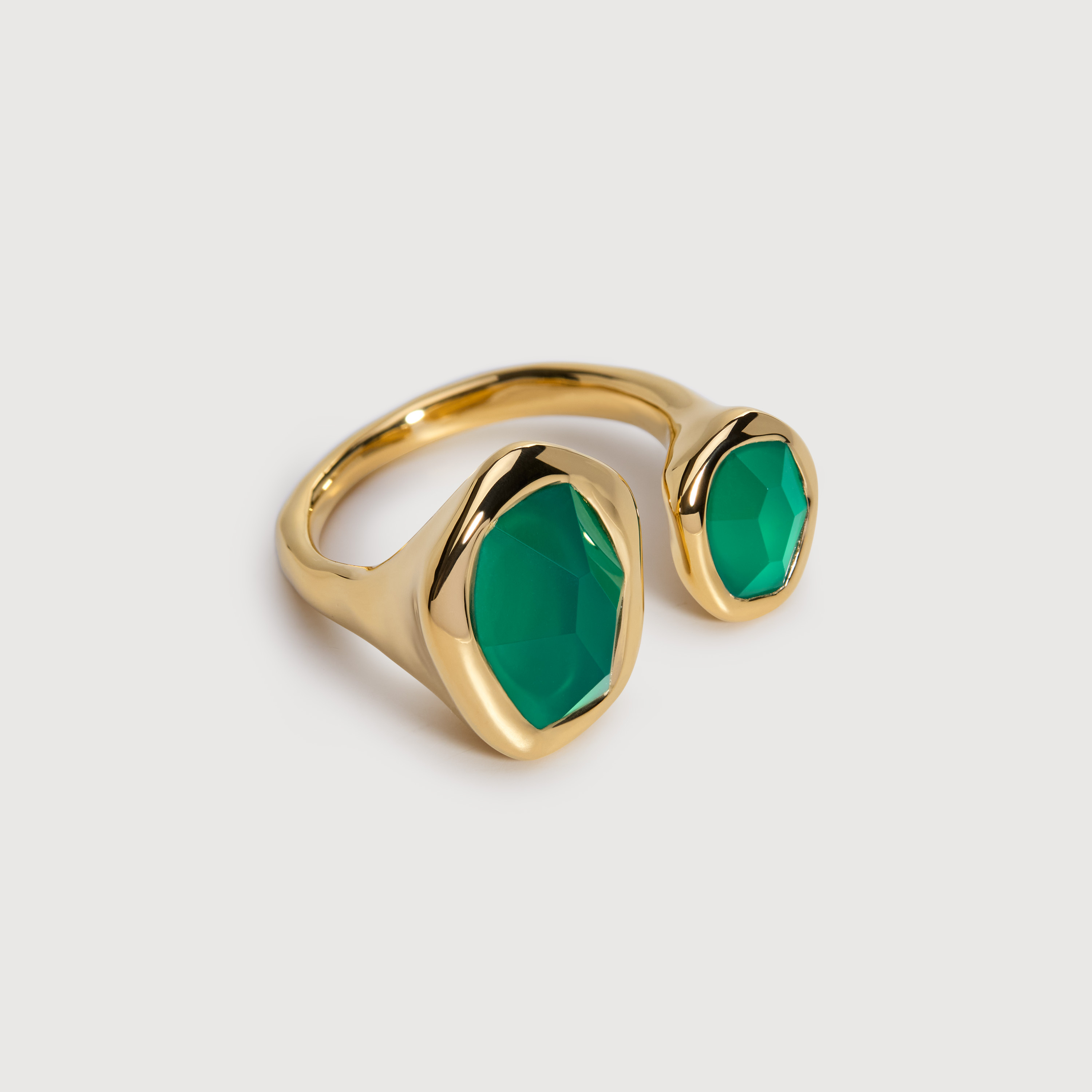 Gold Vermeil Odyssey Gemstone Open Ring - Green Onyx