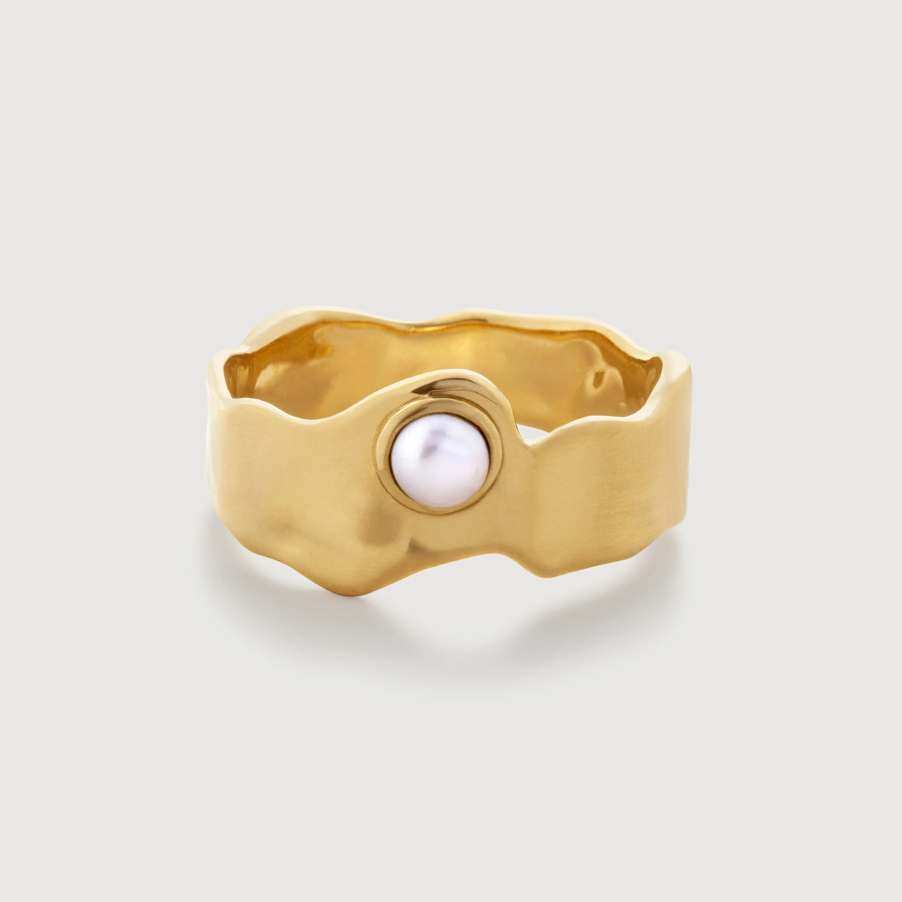 Gold Vermeil Capri Button Pearl Stacking Ring - Pearl