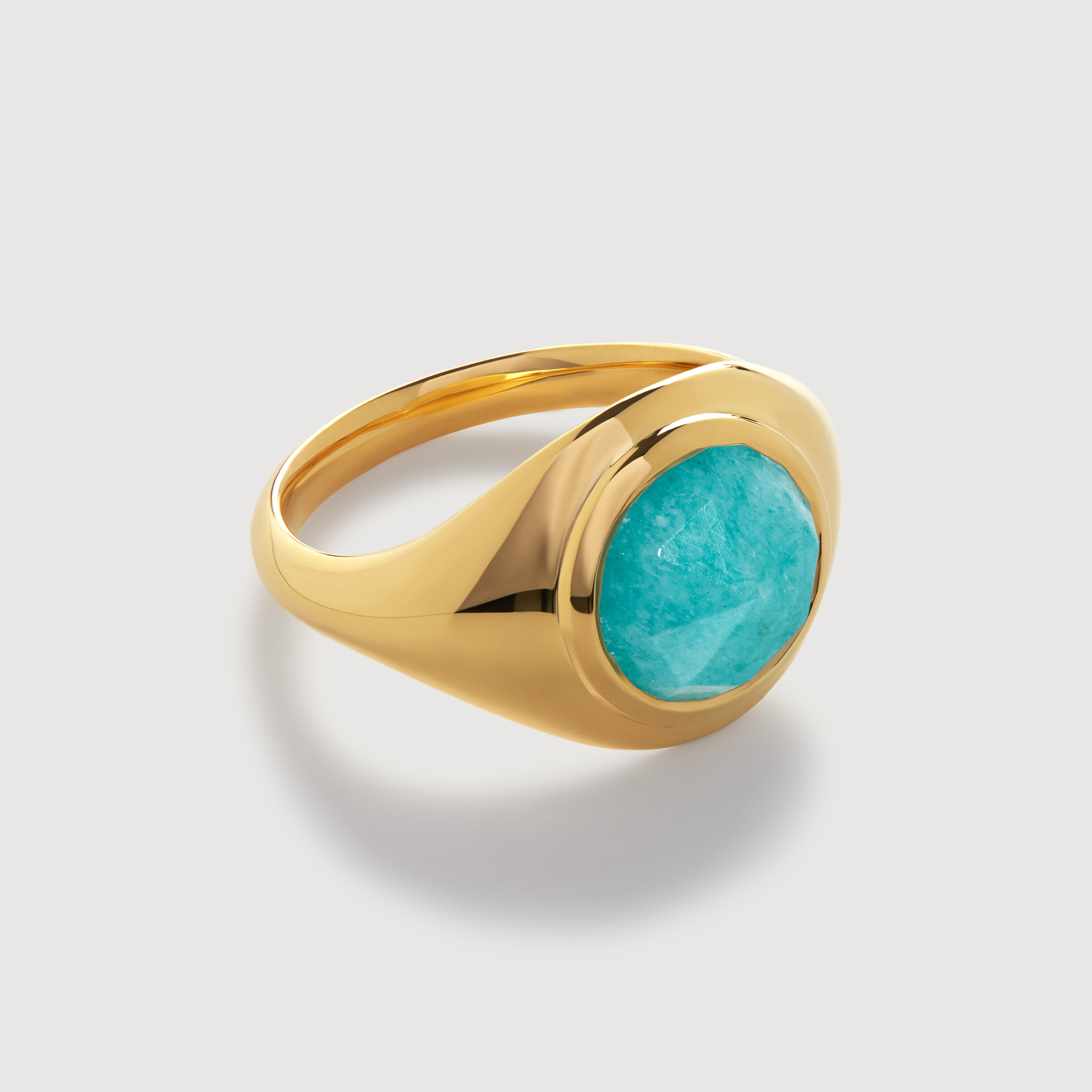 Gold Vermeil Eclipse Gemstone Signet Ring - Amazonite