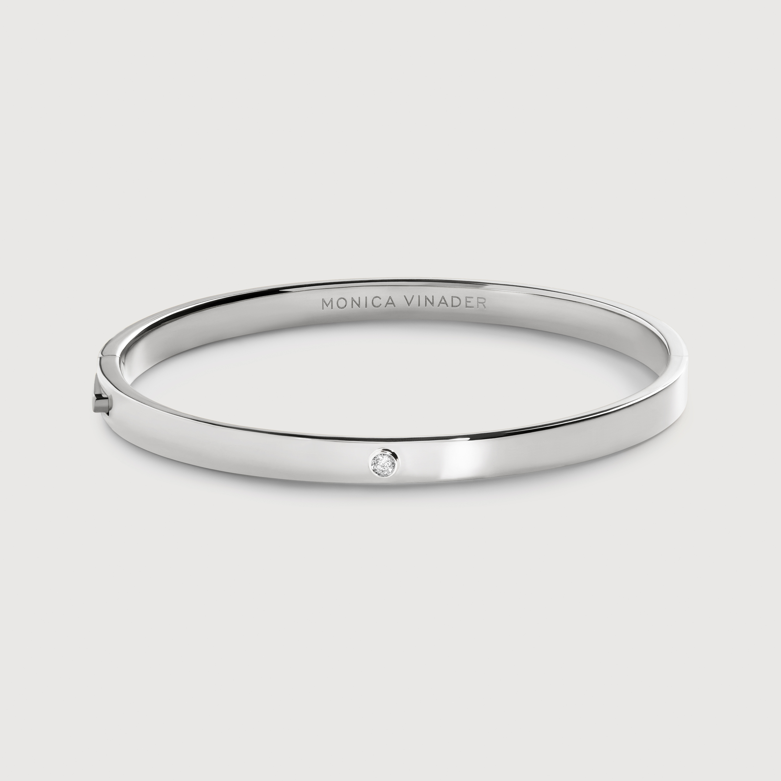 Sterling Silver Solitaire Diamond Bangle - Lab Grown Diamond