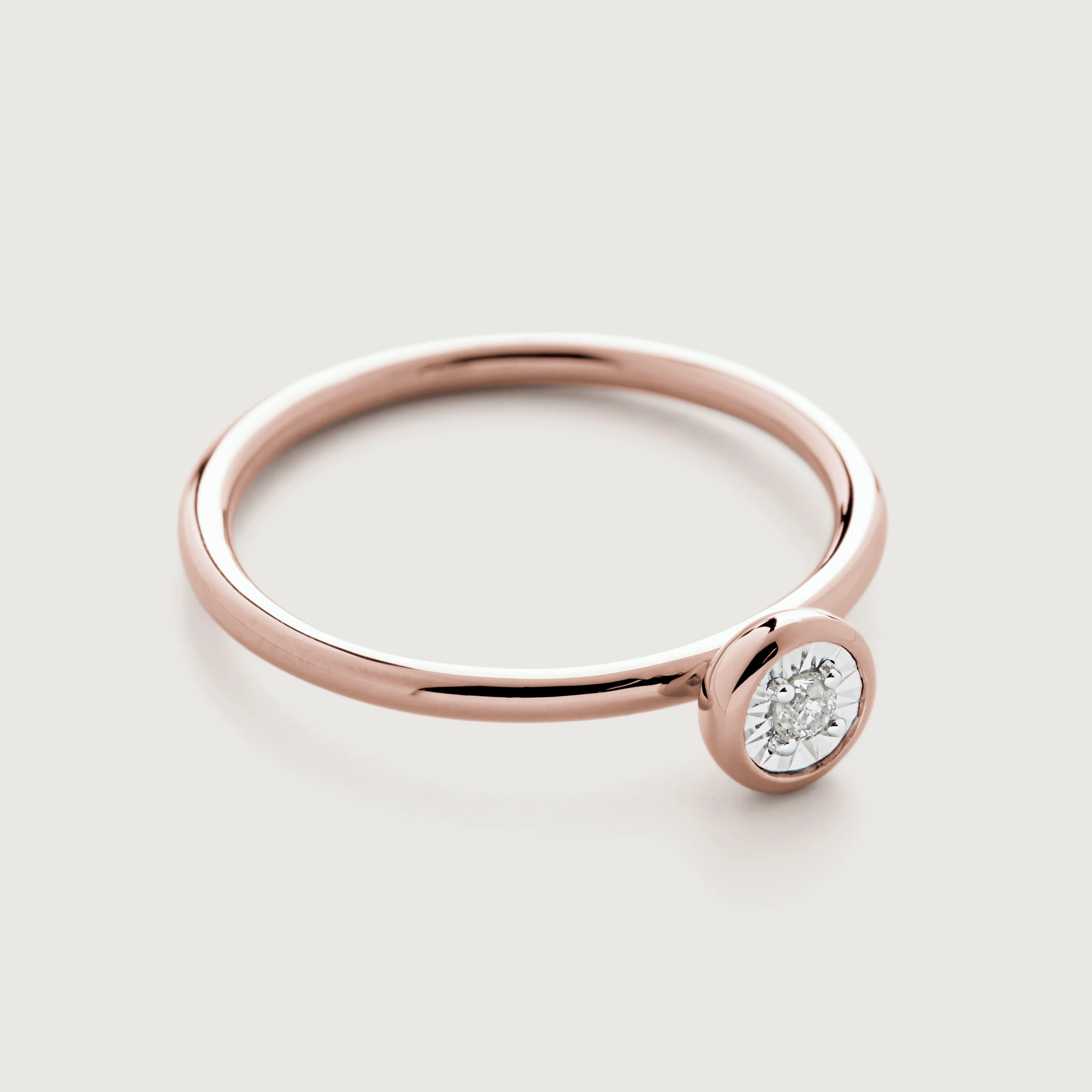 Rose Gold Vermeil Diamond Essential Ring - Diamond