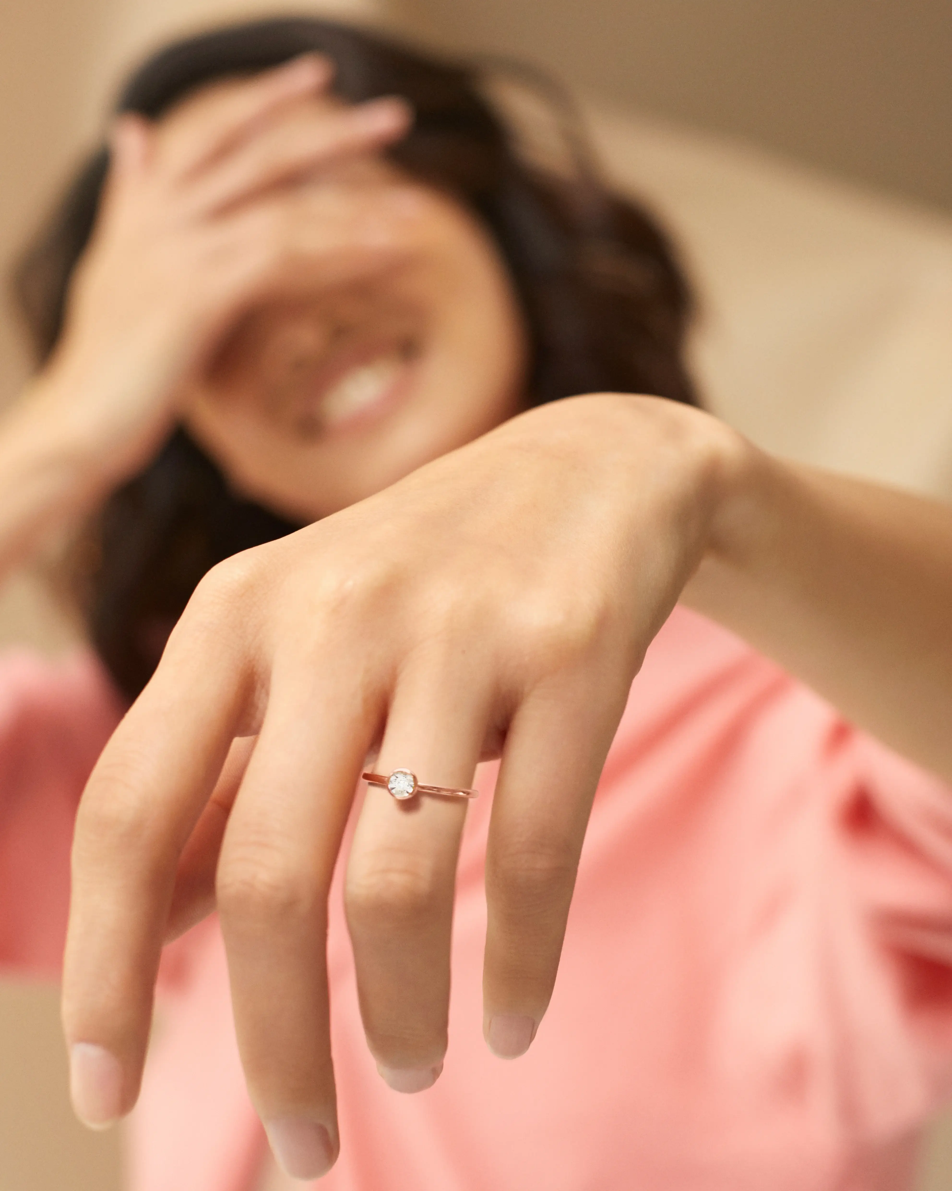 Rose Gold Vermeil Diamond Essential Ring - Diamond 3 Rose Gold Vermeil Diamond Essential Ring - Diamond