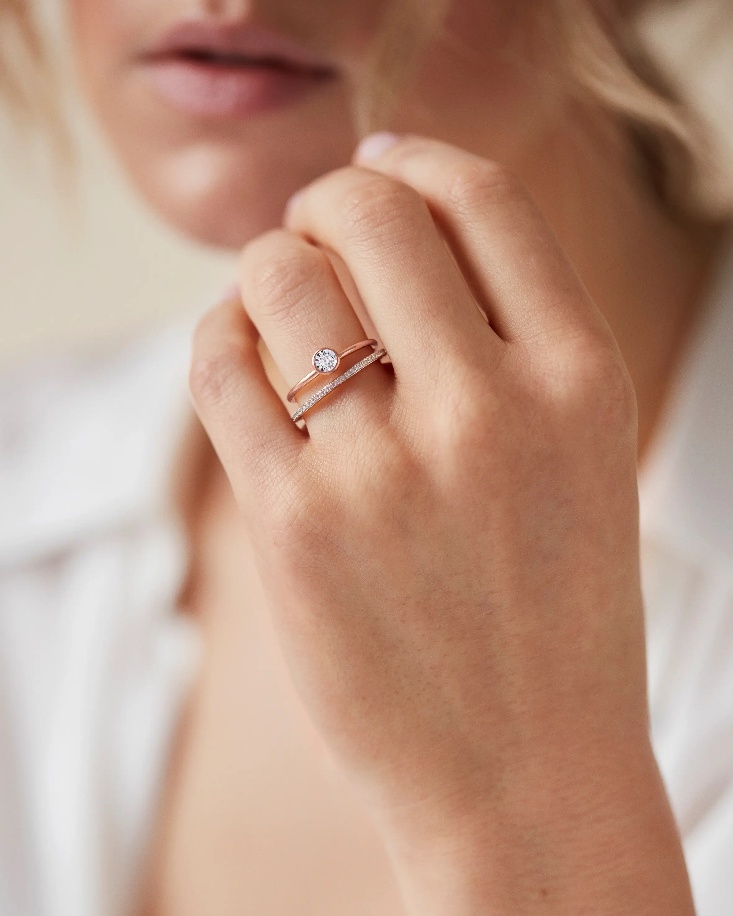 Rose Gold Vermeil Diamond Essential Ring - Diamond 5 Rose Gold Vermeil Diamond Essential Ring - Diamond