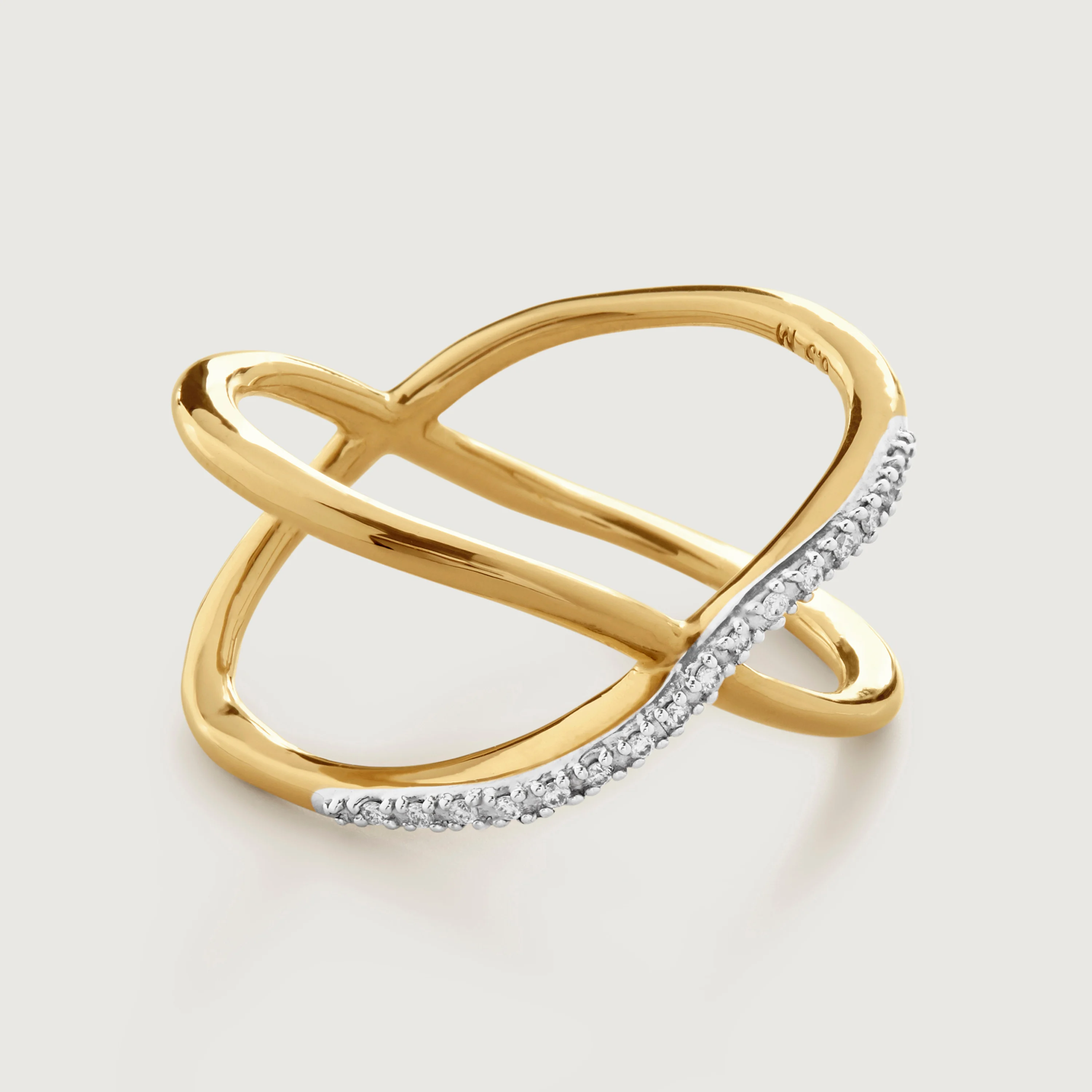 Gold Vermeil Riva Diamond Cross Ring - Diamond