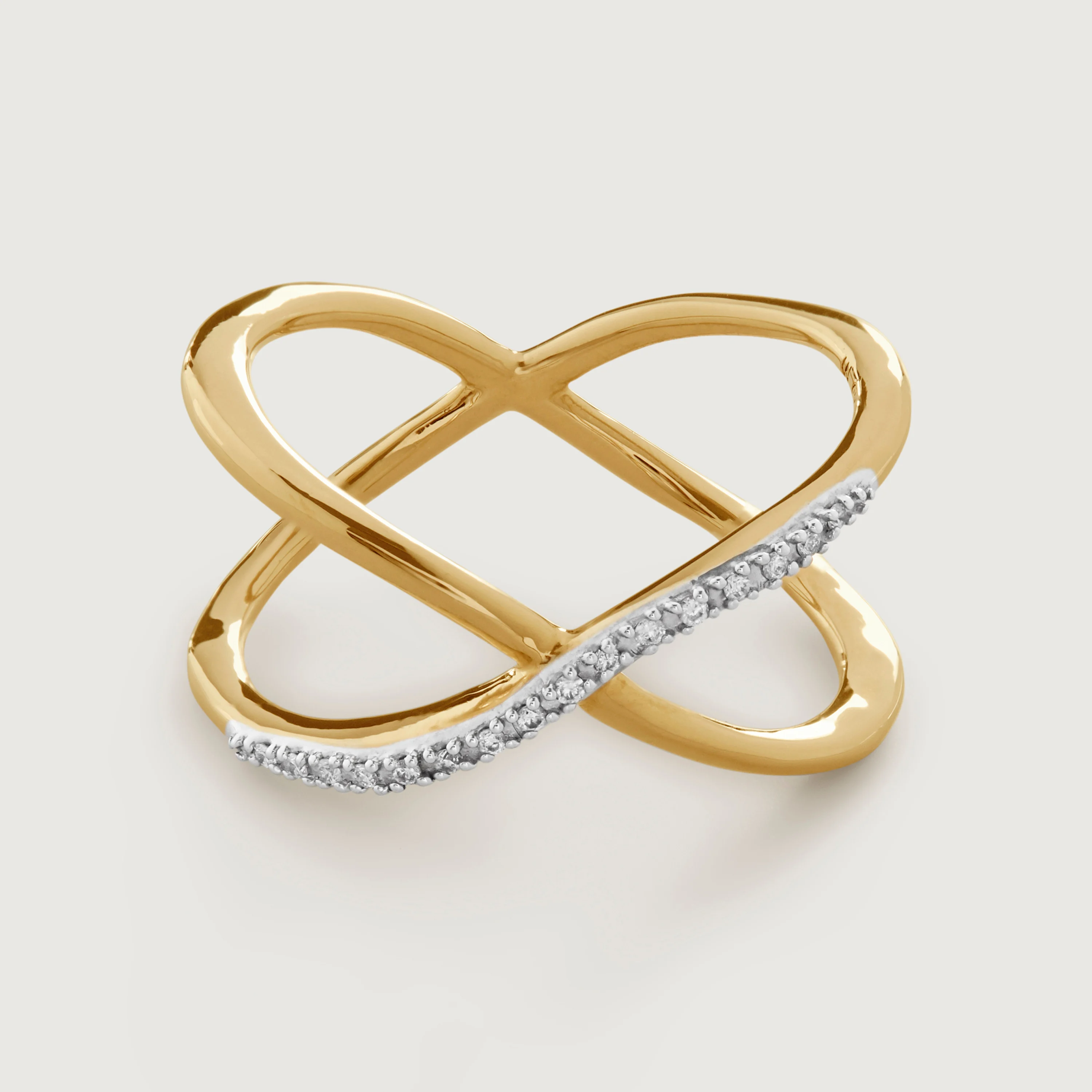 Gold Vermeil Riva Diamond Cross Ring - Diamond 4 Gold Vermeil Riva Diamond Cross Ring - Diamond