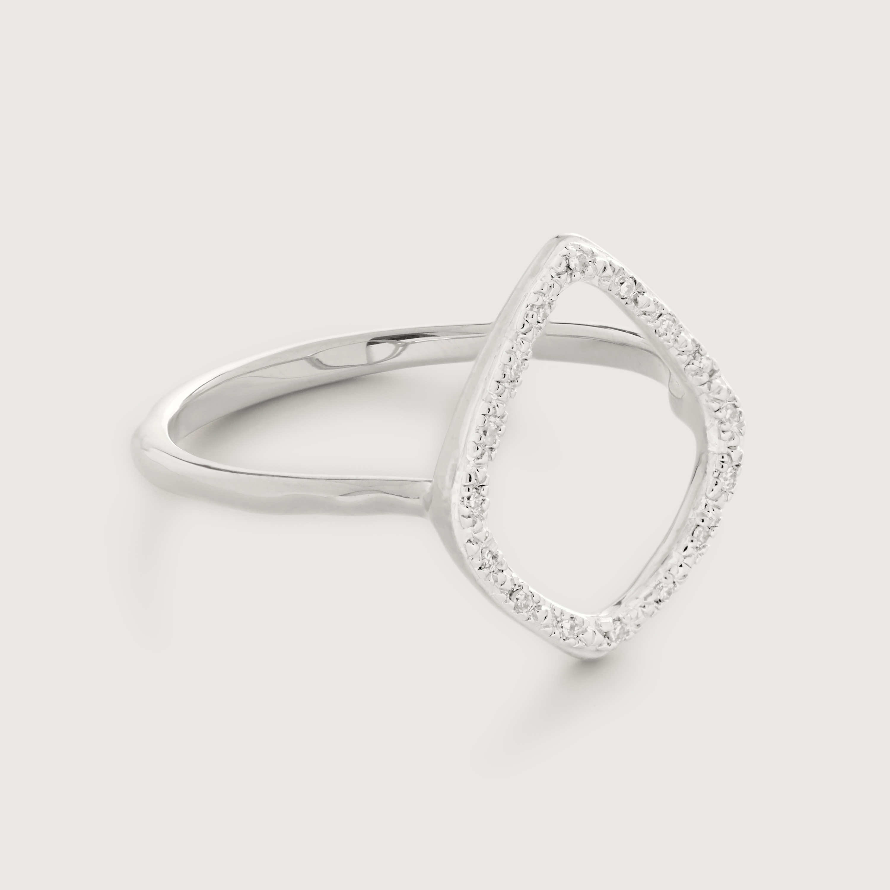 Sterling Silver Riva Kite Diamond Ring - Diamond