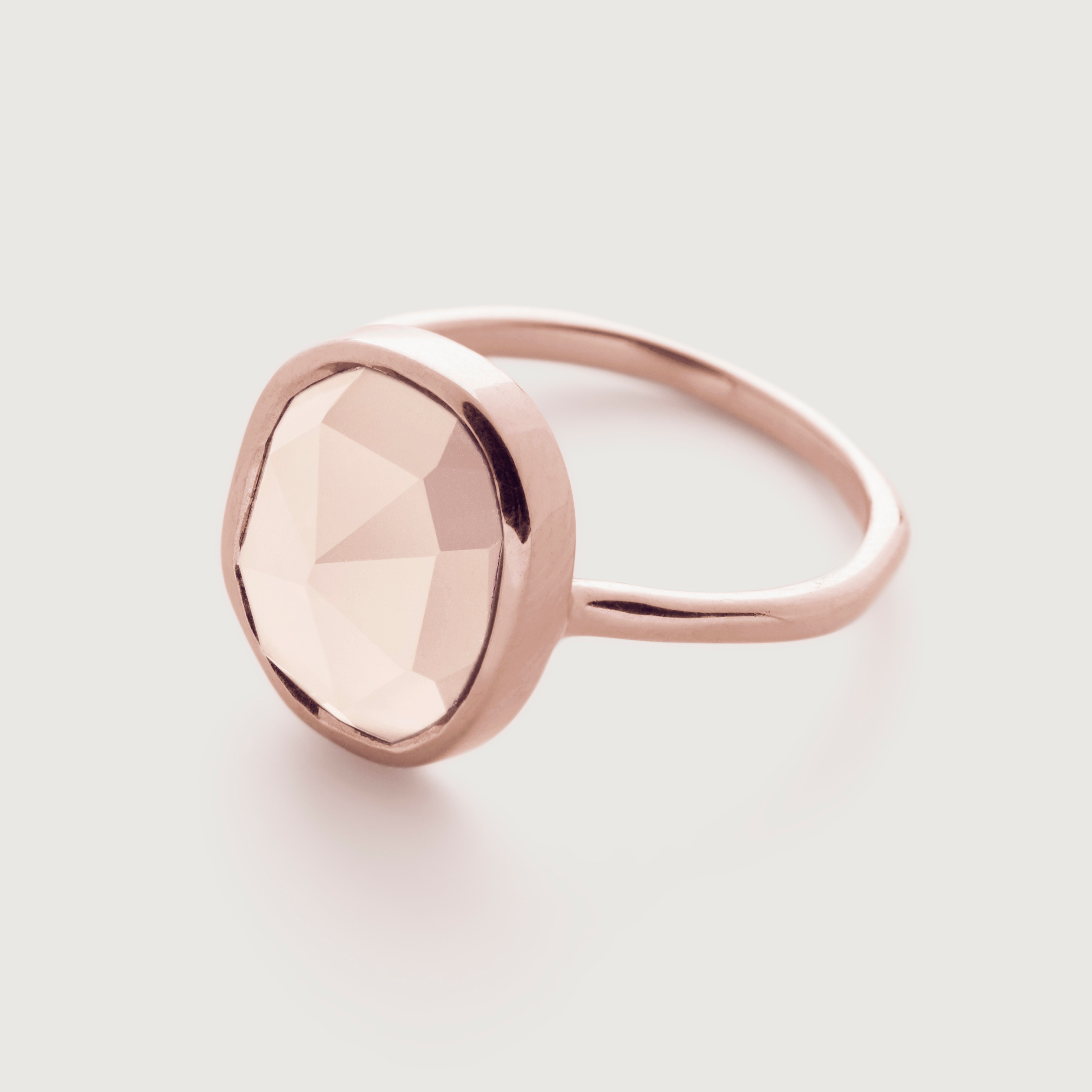 Rose Gold Vermeil Siren Gemstone Medium Ring - Rose Quartz