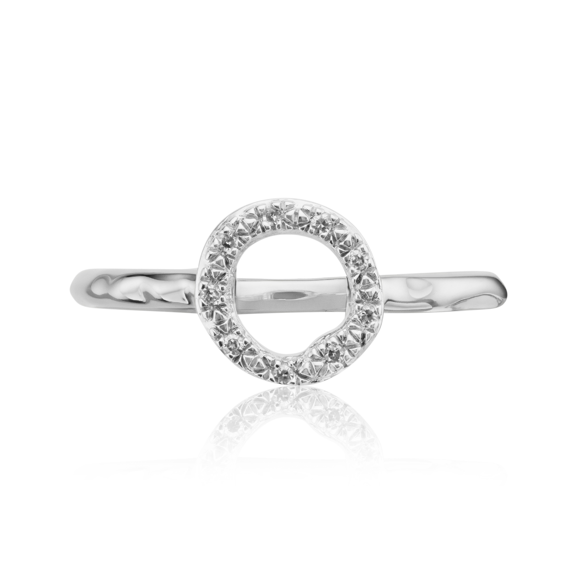 Sterling Silver Riva Mini Circle Stacking Ring - Diamond