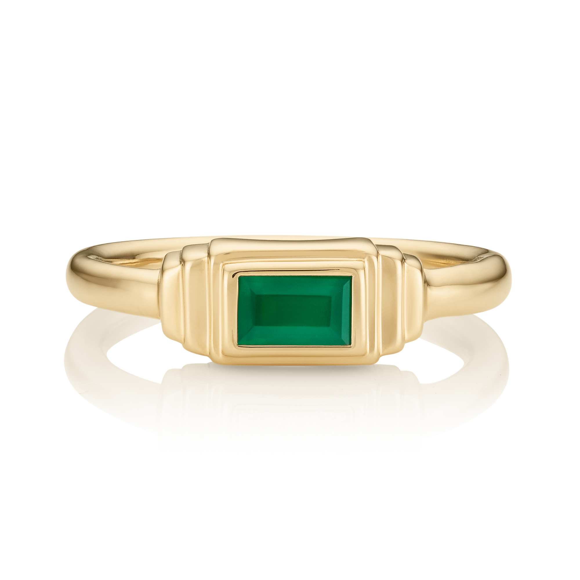 Gold Vermeil Baja Deco Ring - Green Onyx 3 Gold Vermeil Baja Deco Ring - Green Onyx