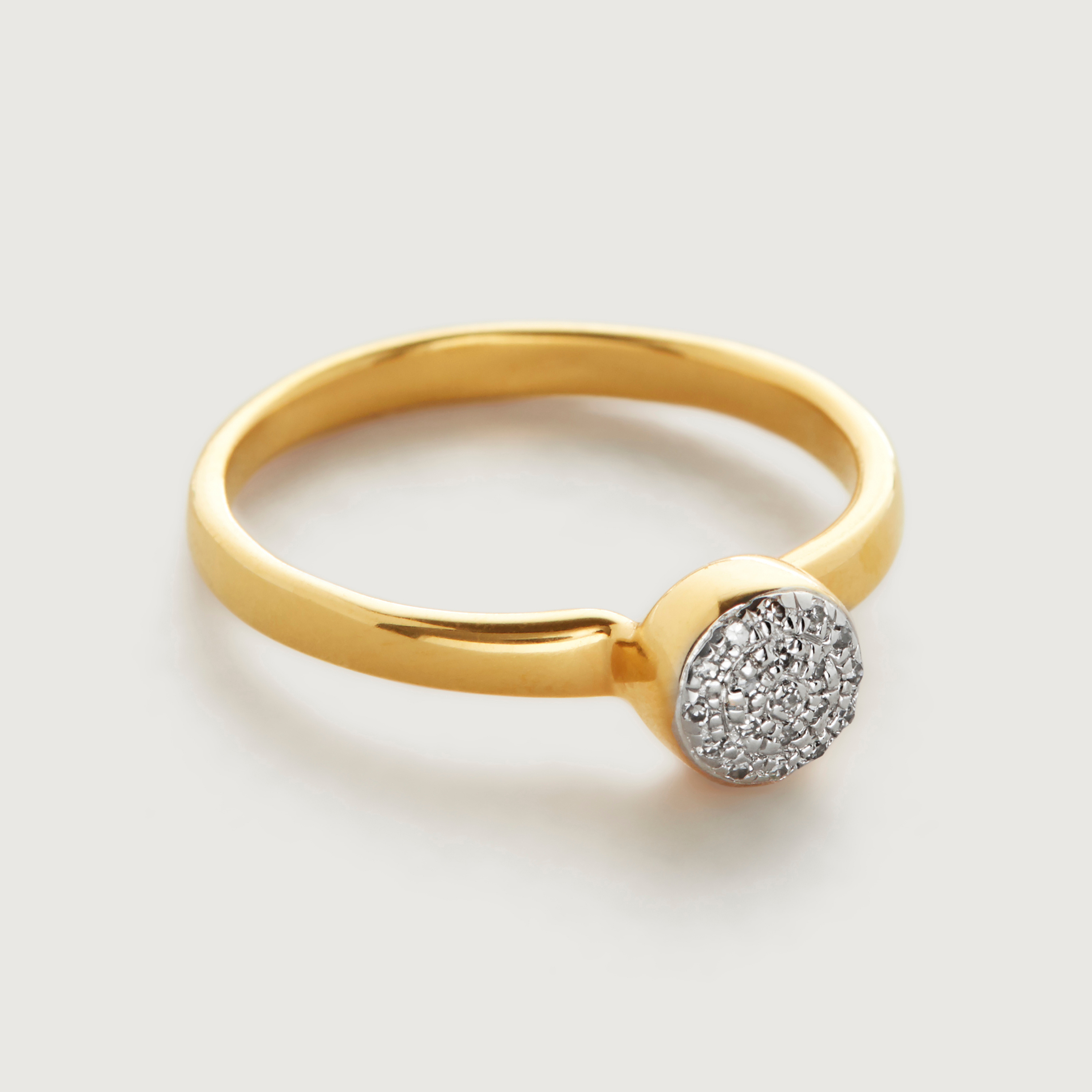 Gold Vermeil Fiji Mini Button Stacking Ring - Diamond