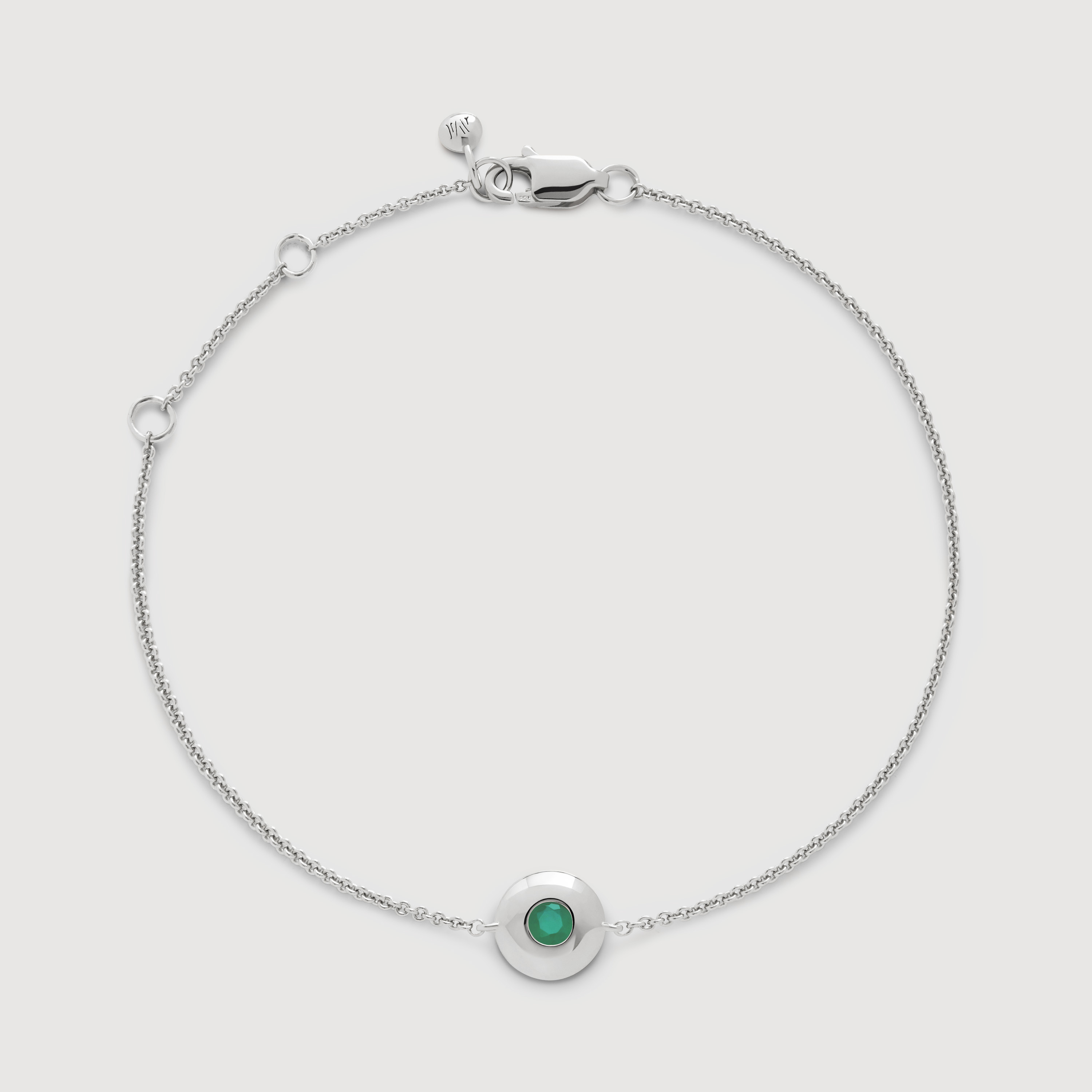 Sterling Silver May Birthstone Chain Bracelet - Emerald