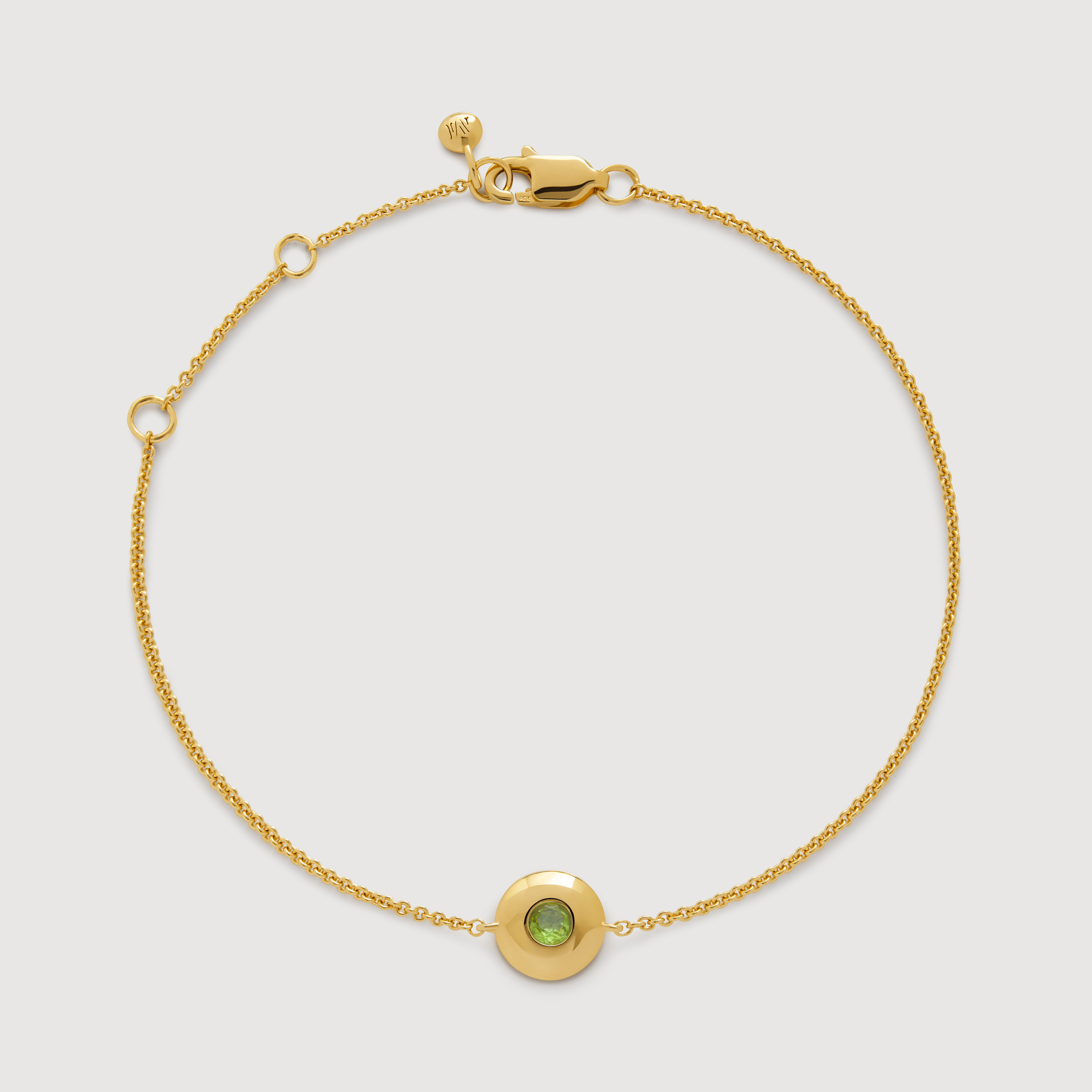 Gold Vermeil August Birthstone Chain Bracelet - Peridot