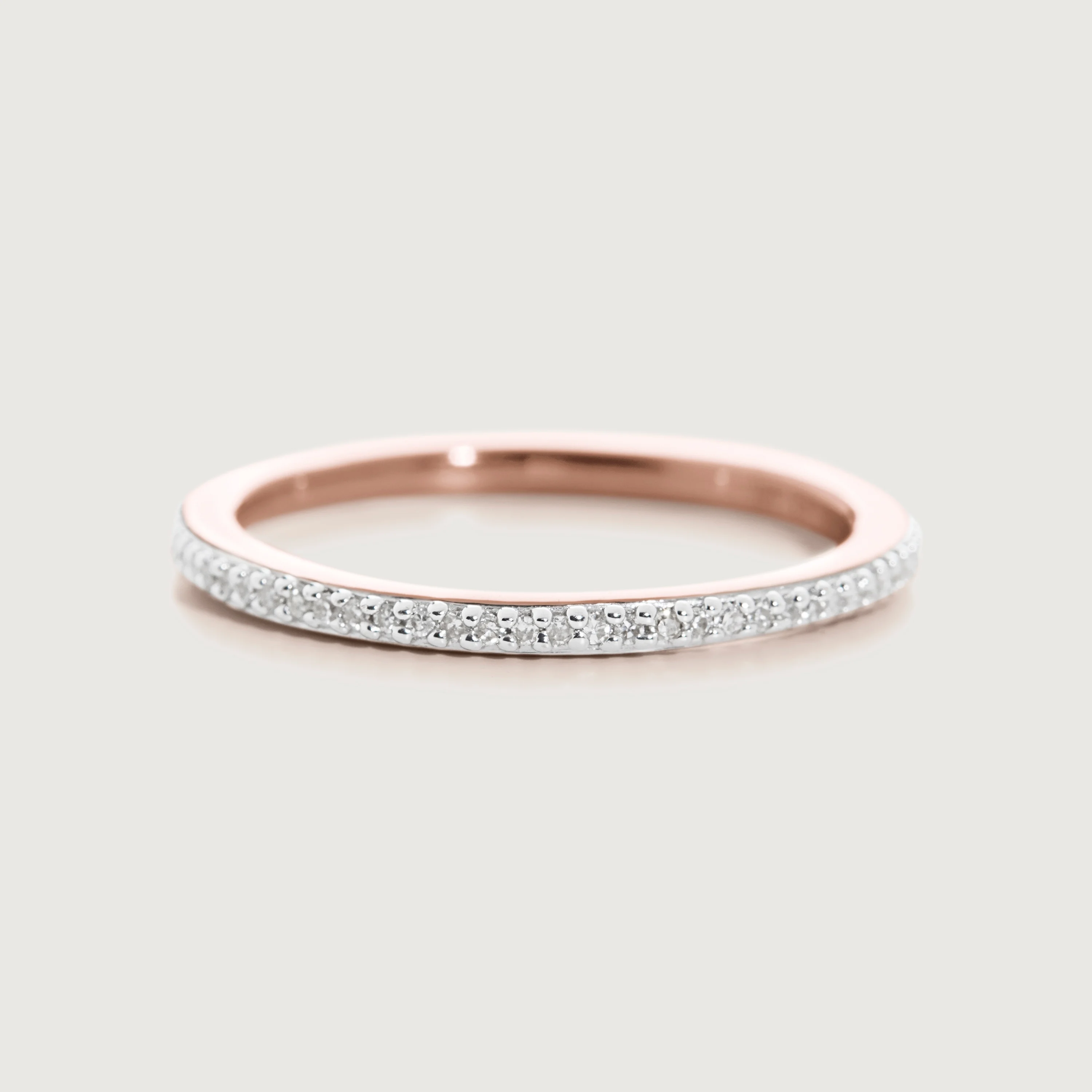 Rose Gold Vermeil Diamond Eternity Ring 1.4mm - Diamond 3 Rose Gold Vermeil Diamond Eternity Ring 1.4mm - Diamond