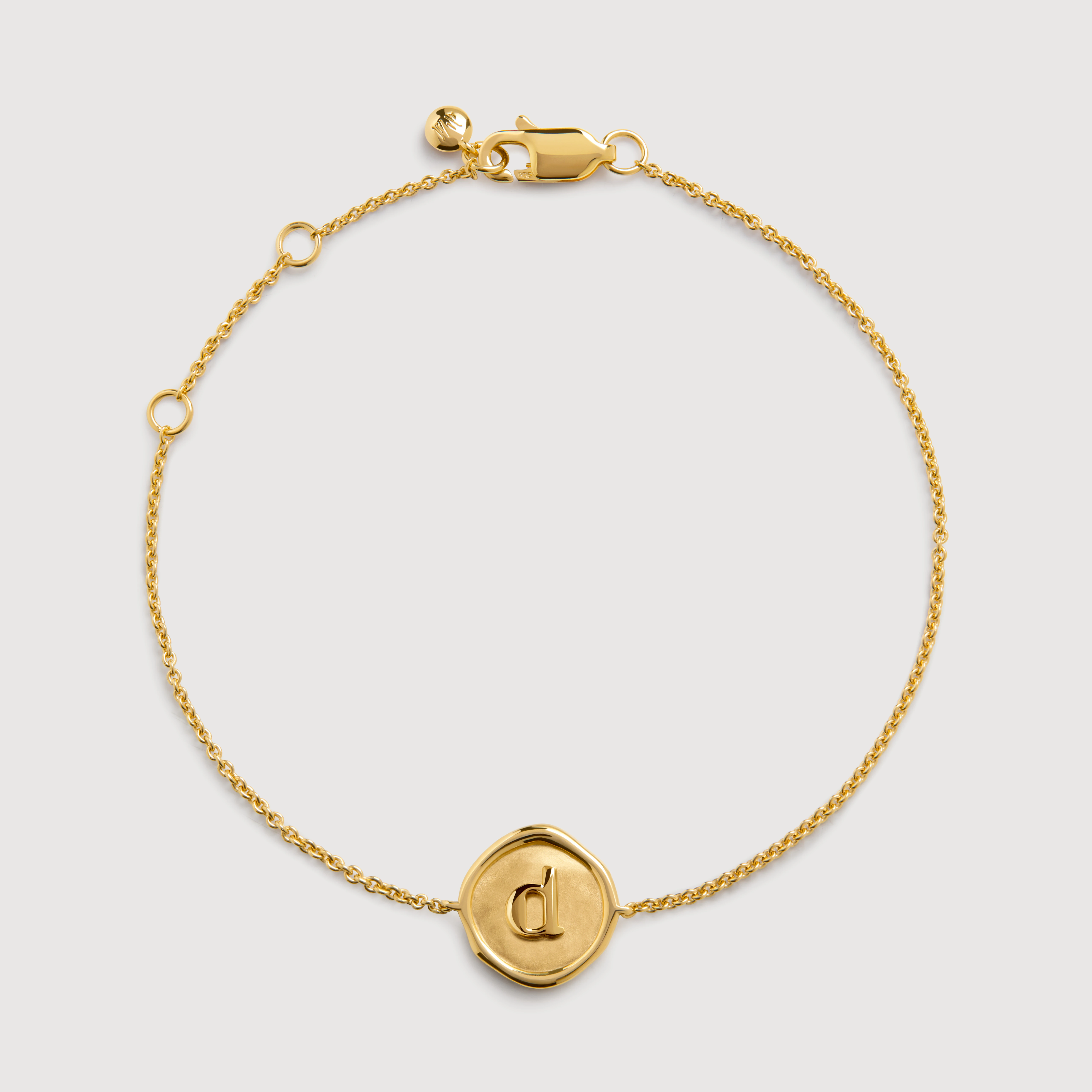 Gold Vermeil Initial D Stamp Chain Bracelet - Gold