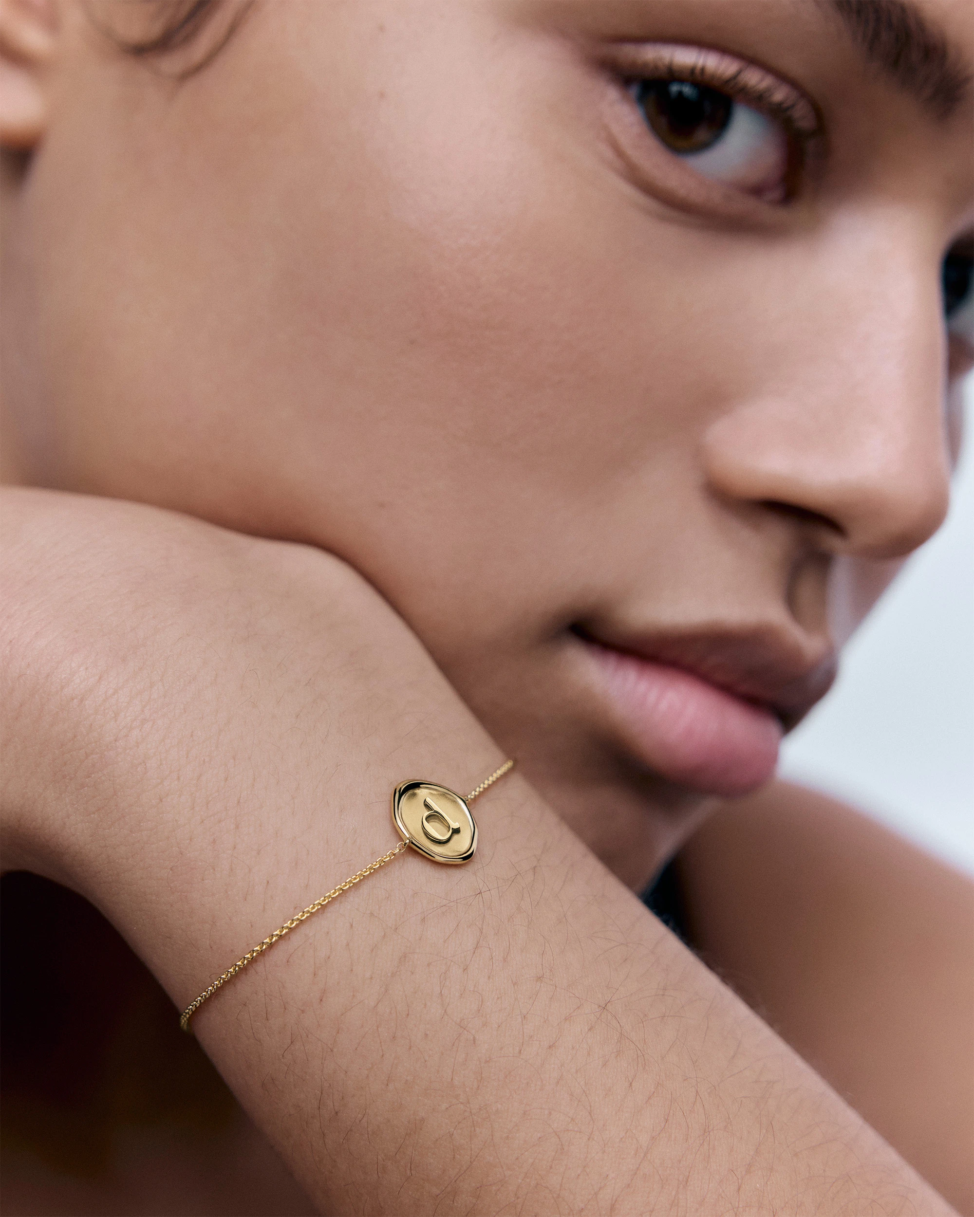 Gold Vermeil Initial D Stamp Chain Bracelet - Gold 3 Gold Vermeil Initial D Stamp Chain Bracelet - Gold