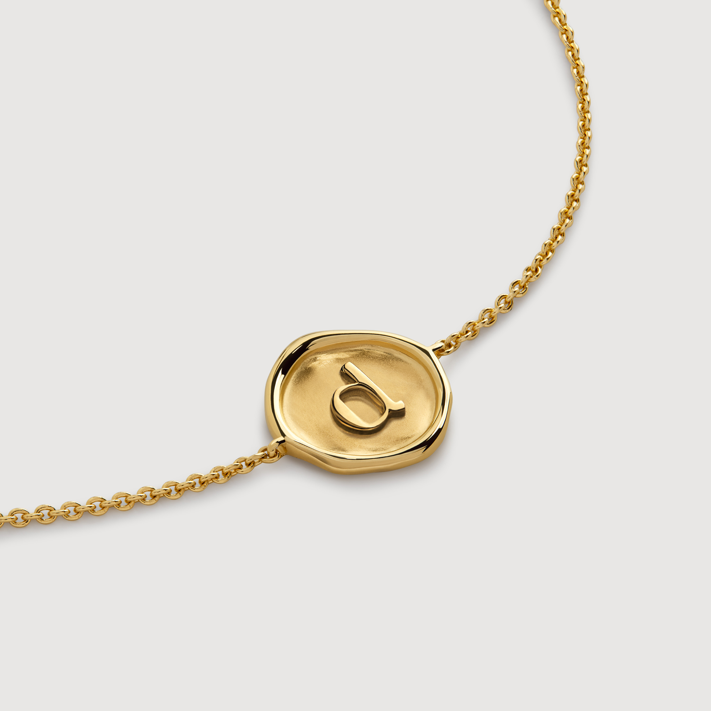 Gold Vermeil Initial D Stamp Chain Bracelet - Gold 4 Gold Vermeil Initial D Stamp Chain Bracelet - Gold