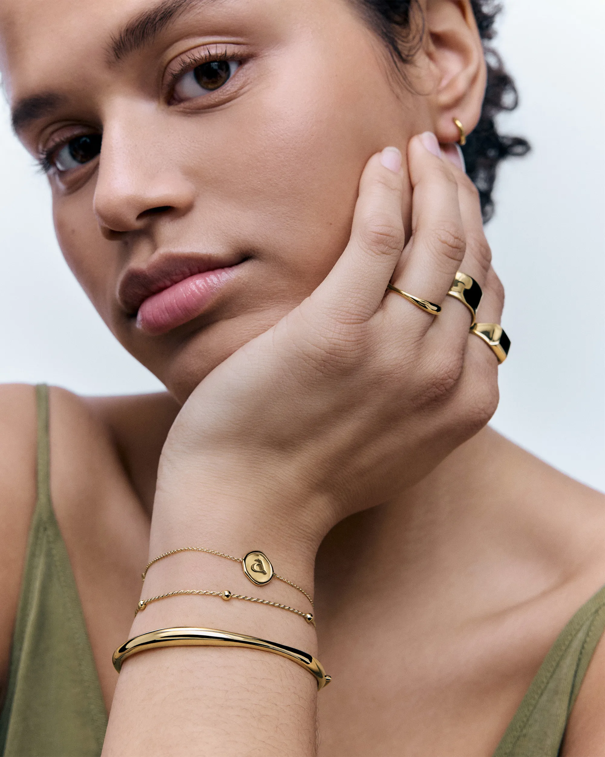 Gold Vermeil Initial D Stamp Chain Bracelet - Gold 5 Gold Vermeil Initial D Stamp Chain Bracelet - Gold