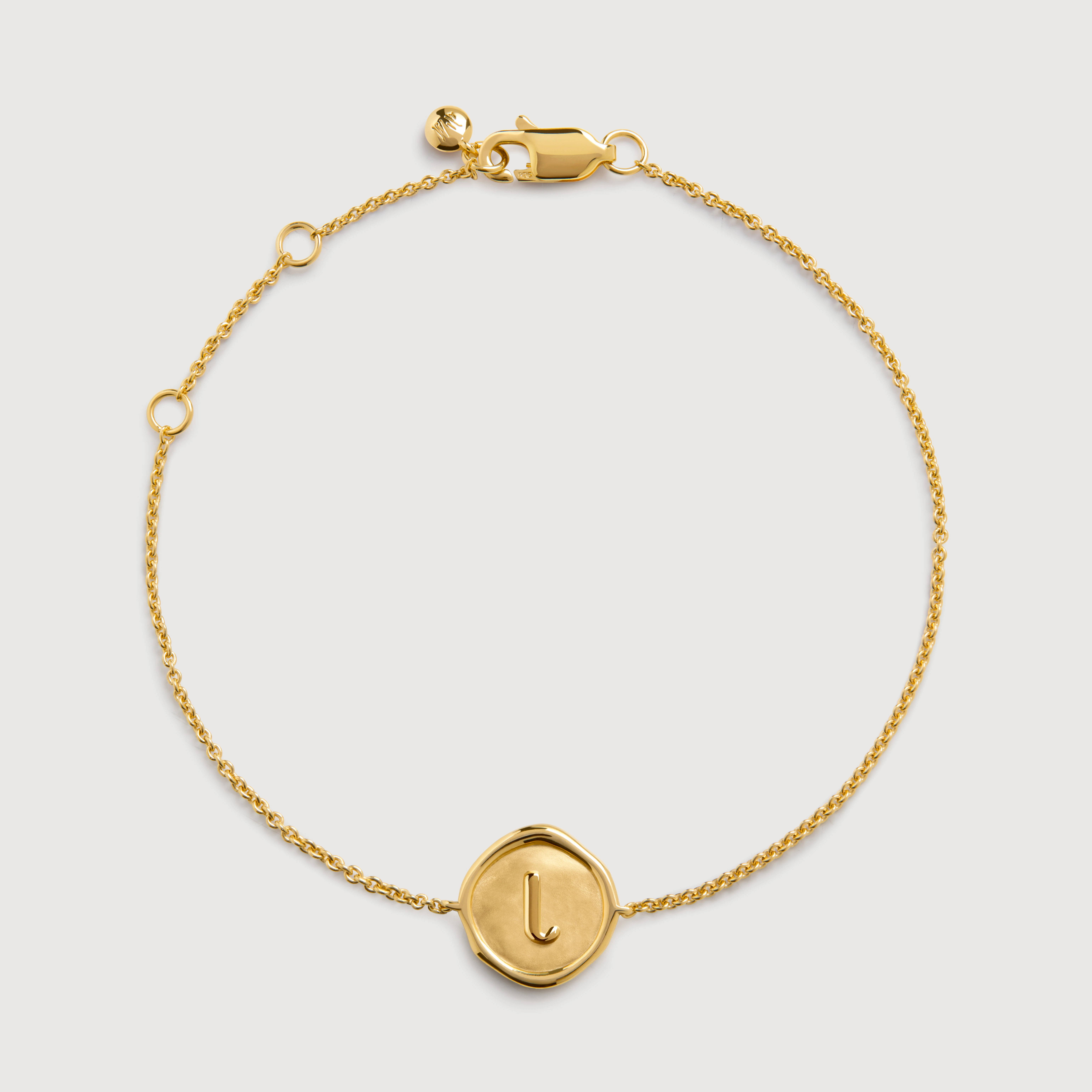 Gold Vermeil Initial L Stamp Chain Bracelet - Gold