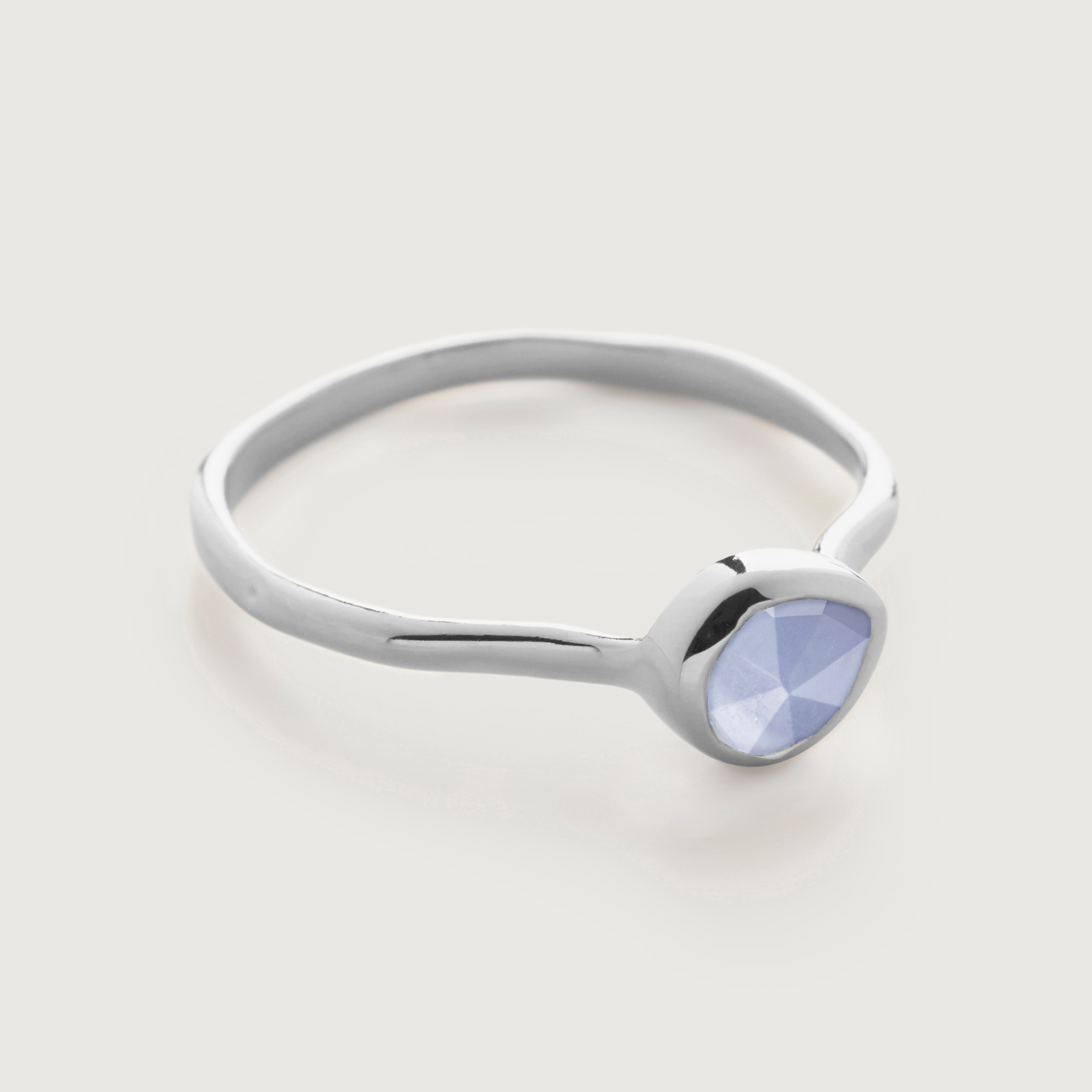 Sterling Silver Siren Gemstone Small Ring - Blue Lace Agate