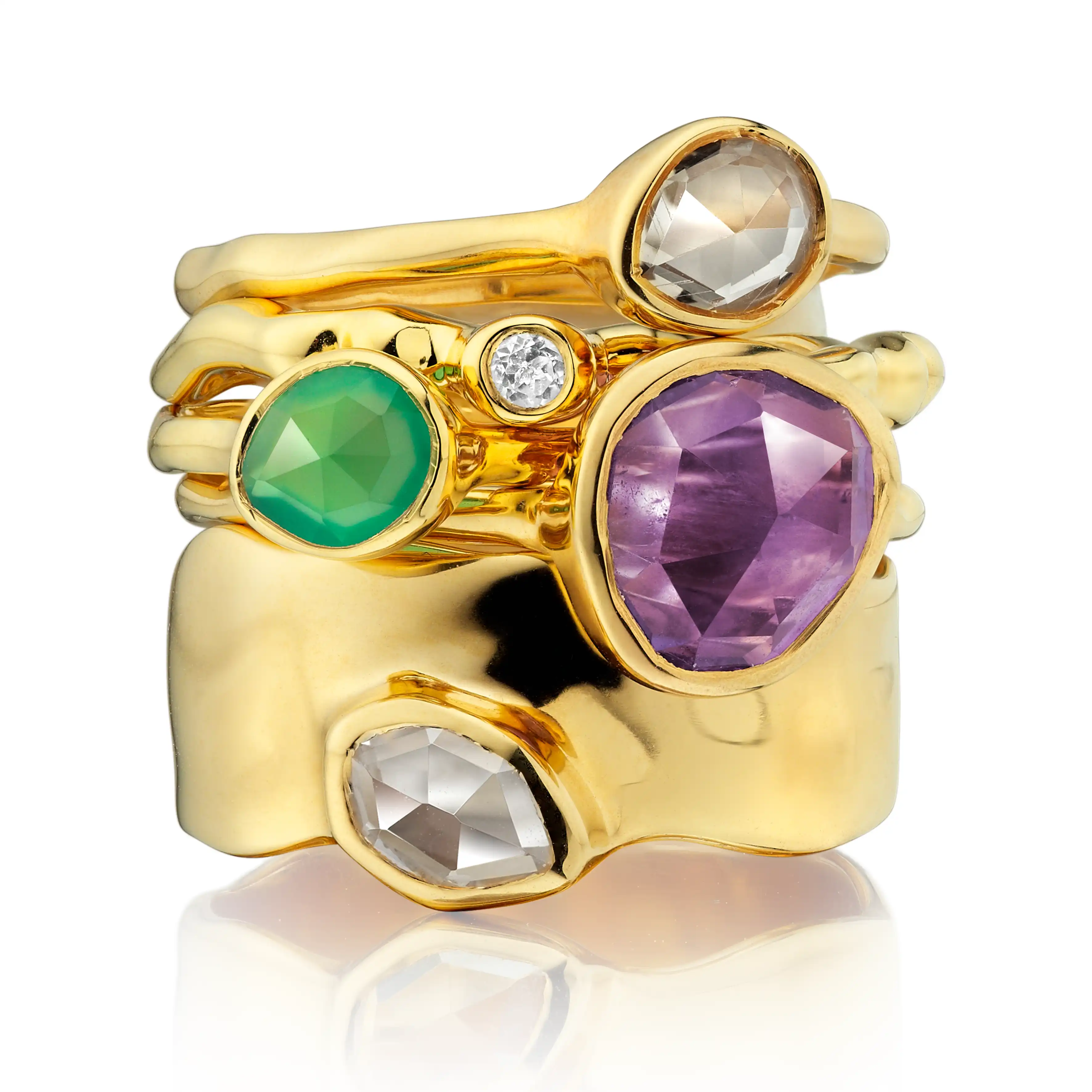 Gold Vermeil Siren Wide Band - White Topaz