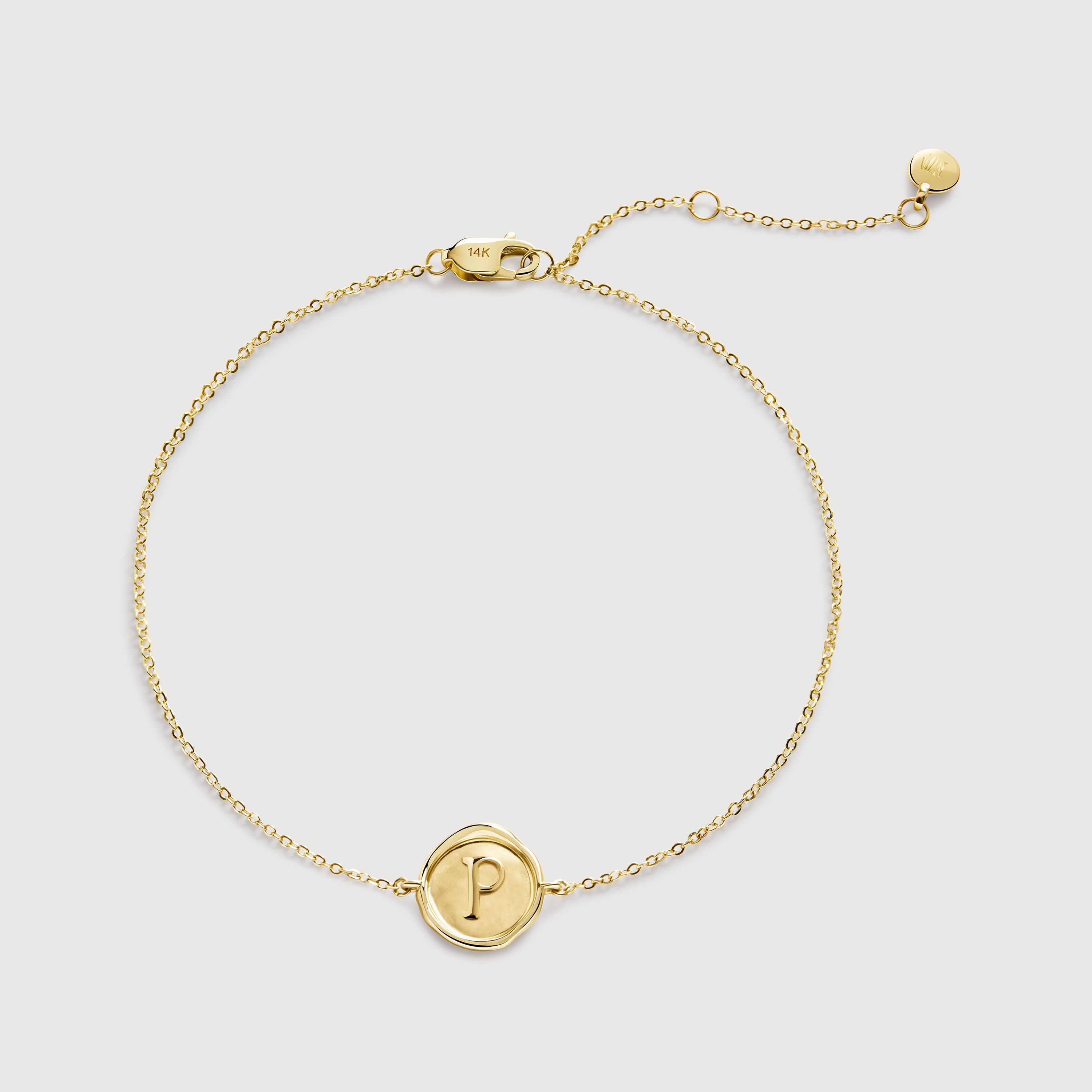 Gold Mini Initial P Stamp Chain Bracelet - Gold 4 Gold Mini Initial P Stamp Chain Bracelet - Gold