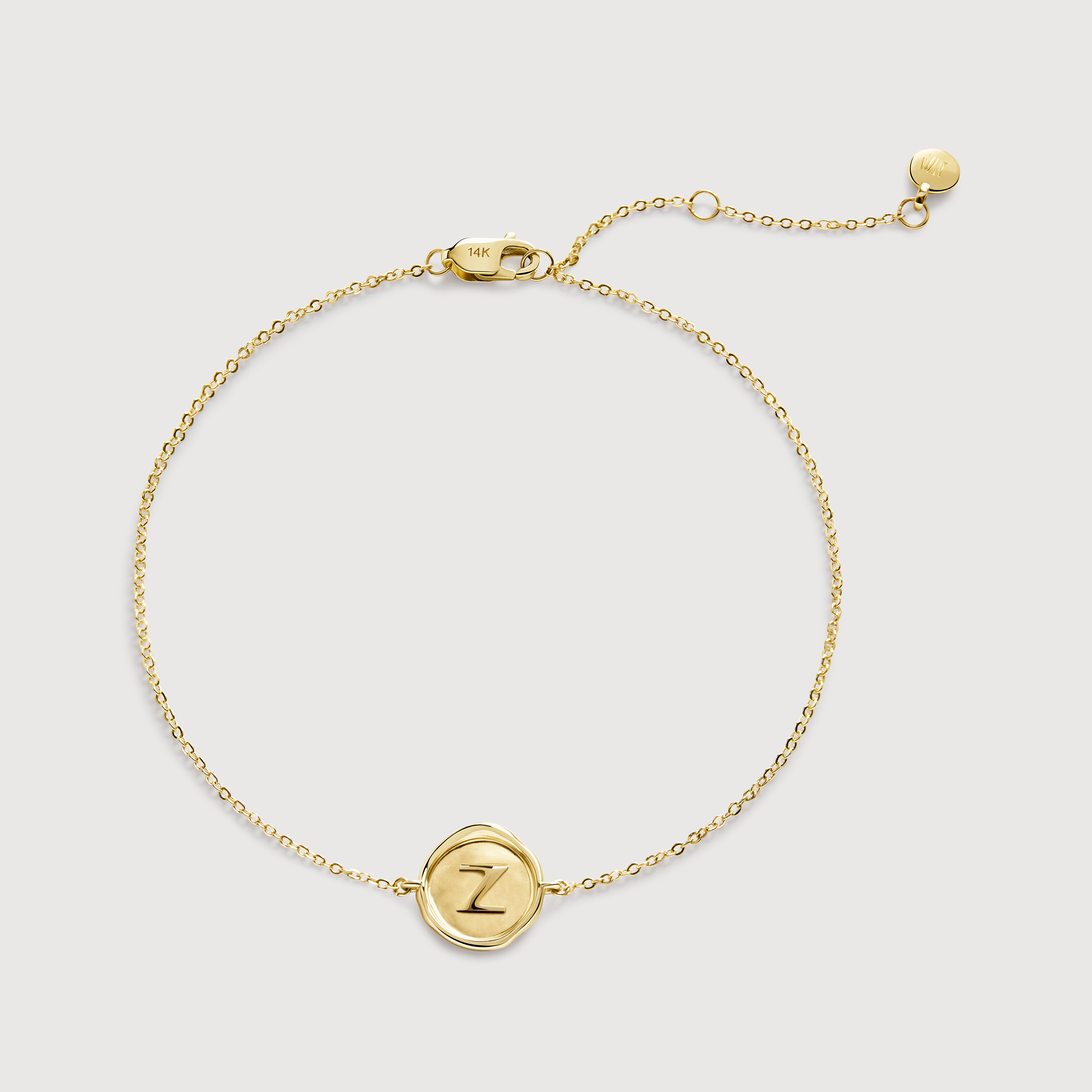 Gold Mini Initial Z Stamp Chain Bracelet - Gold