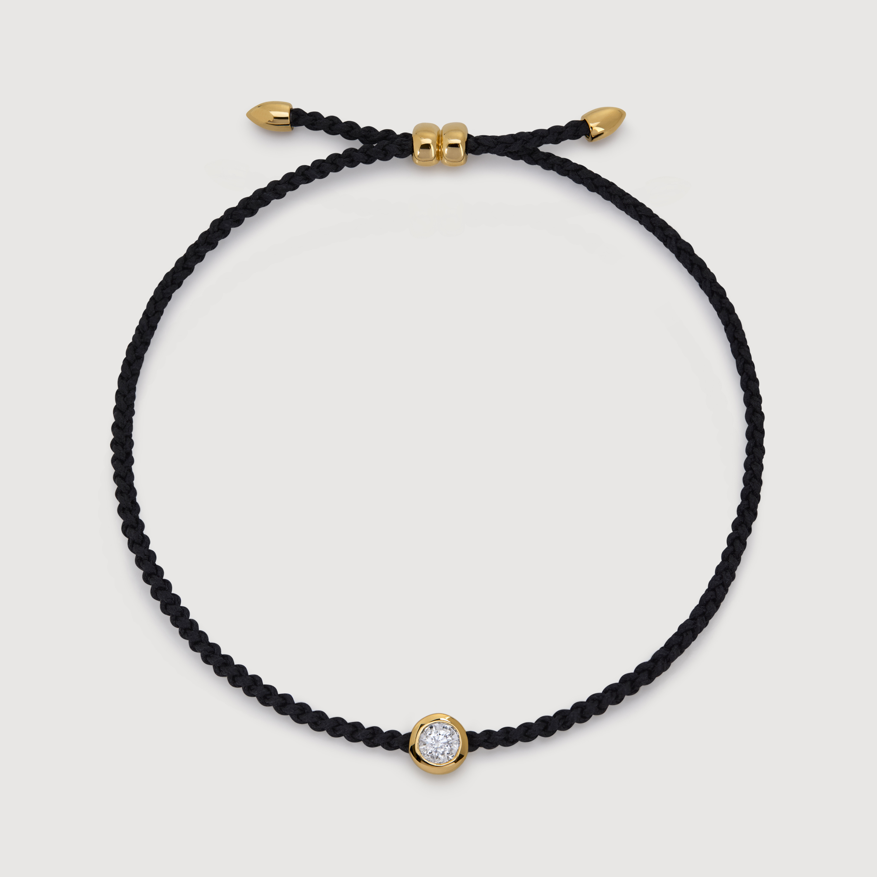 Gold Vermeil Solitaire Diamond Cord Bracelet - Lab Grown Diamond
