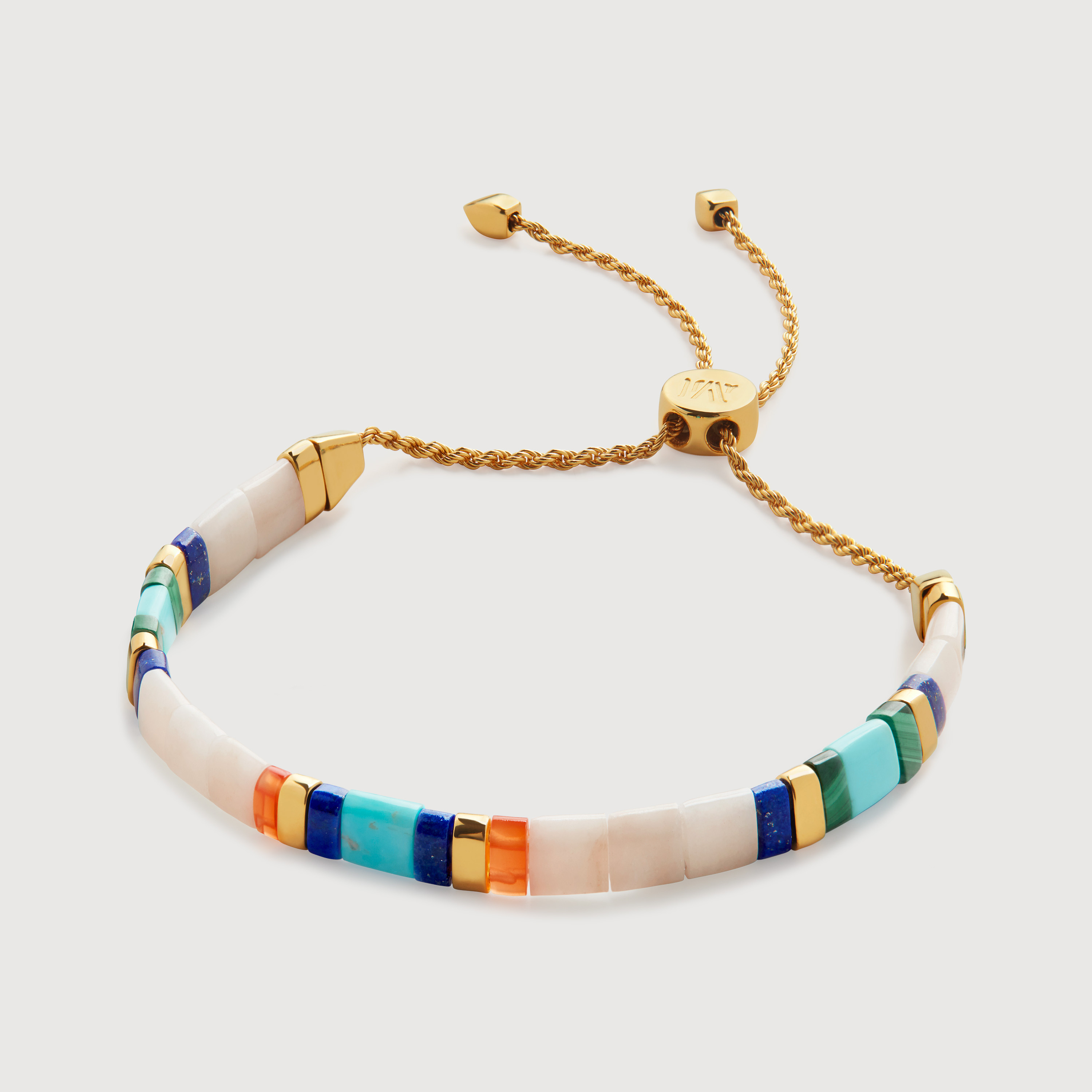 Gold Vermeil Delphi Multi Gemstone Friendship Bracelet - Almond Jasper